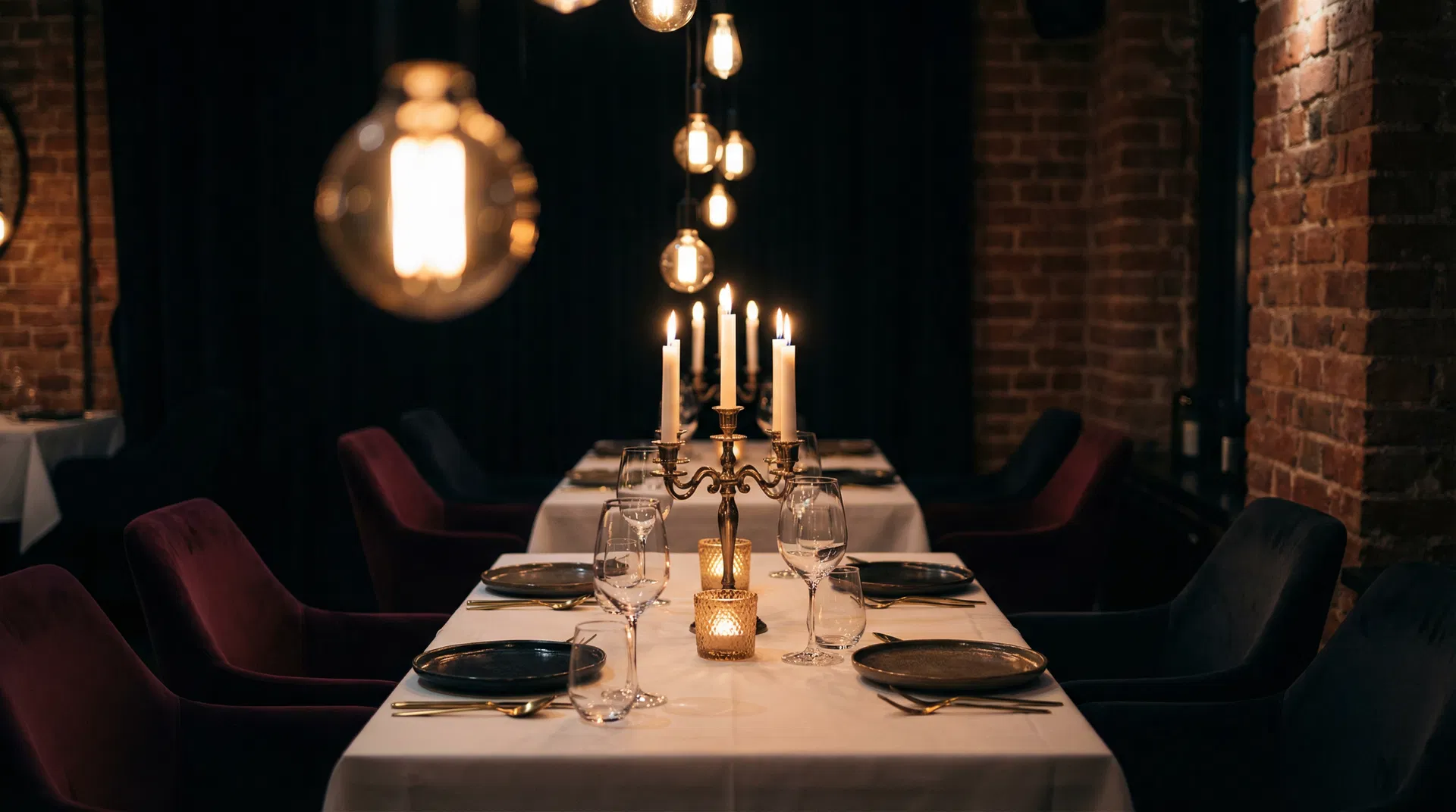 Cinematic restaurant atmosphere