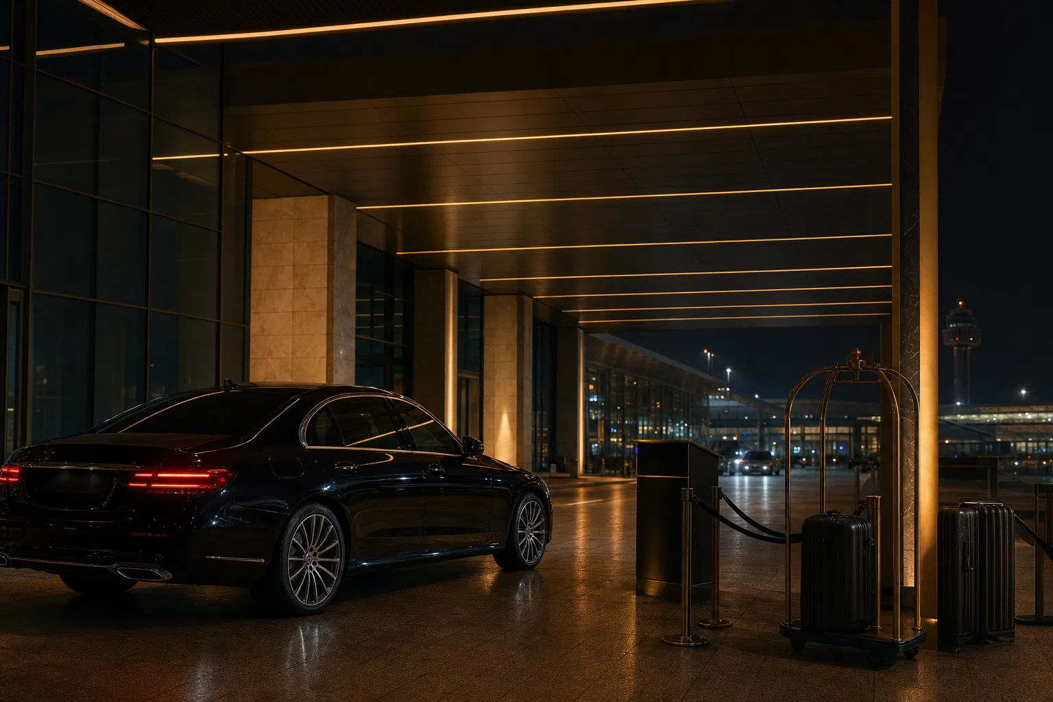 Luxury sedan ready for Rome airport concierge pickup