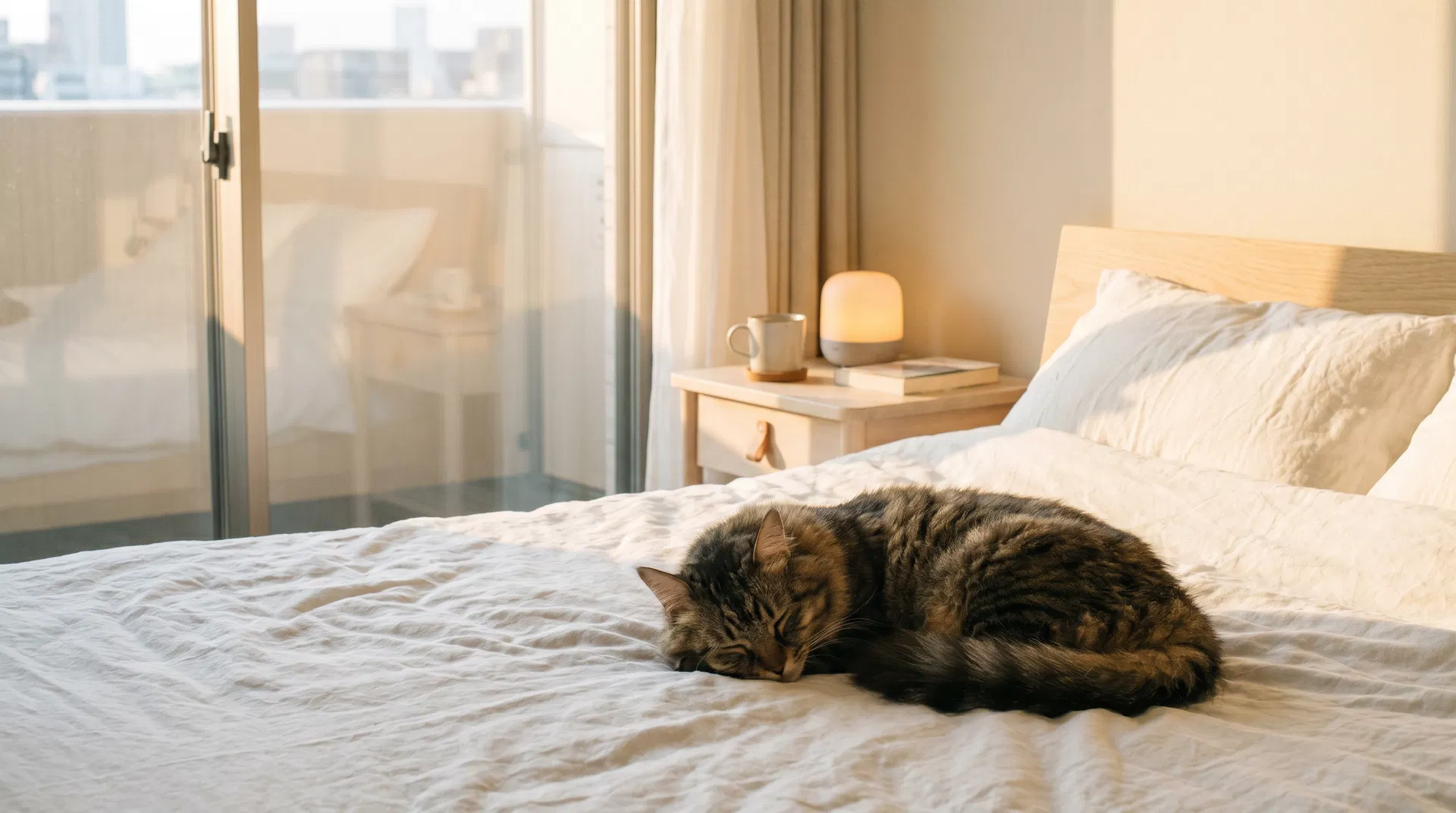 眠る猫とHUGMORI