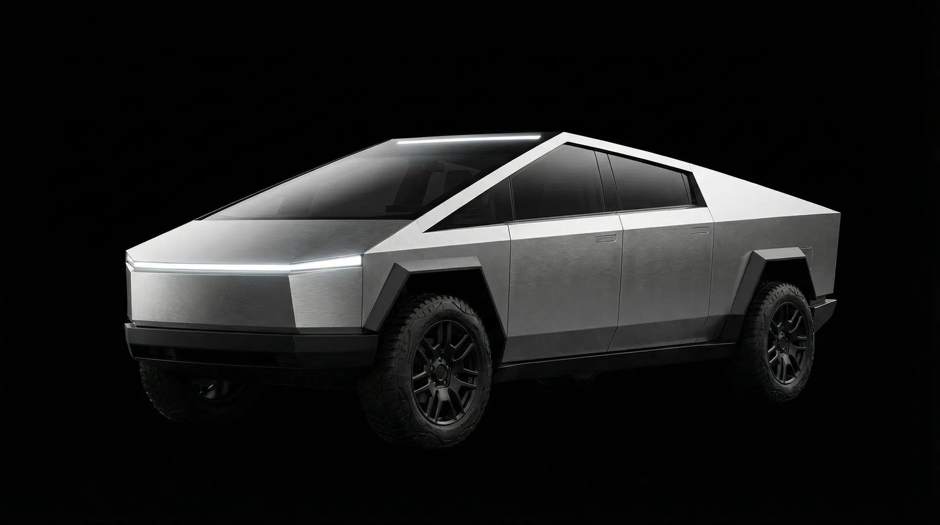 Cybertruck in factory stainless steel silver