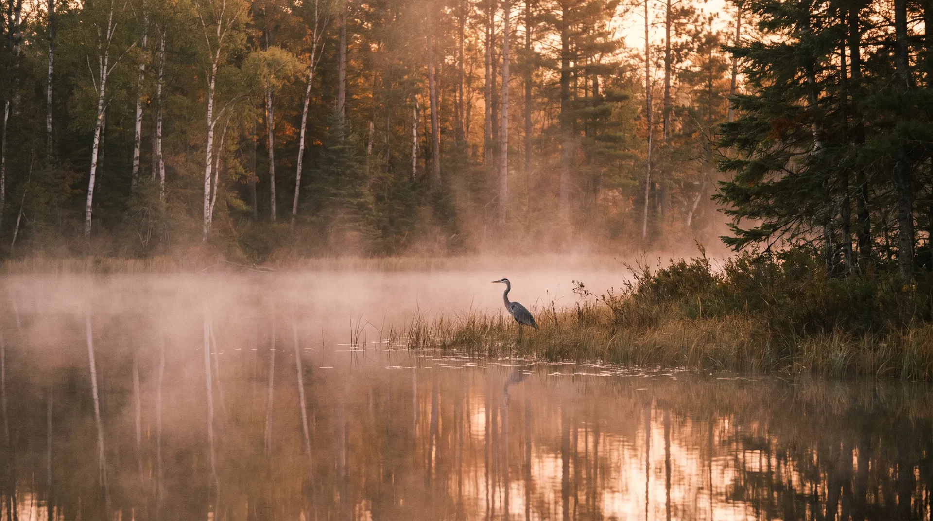 Misty morning on Elbow Lake — Northwoods Bear Lakehouse