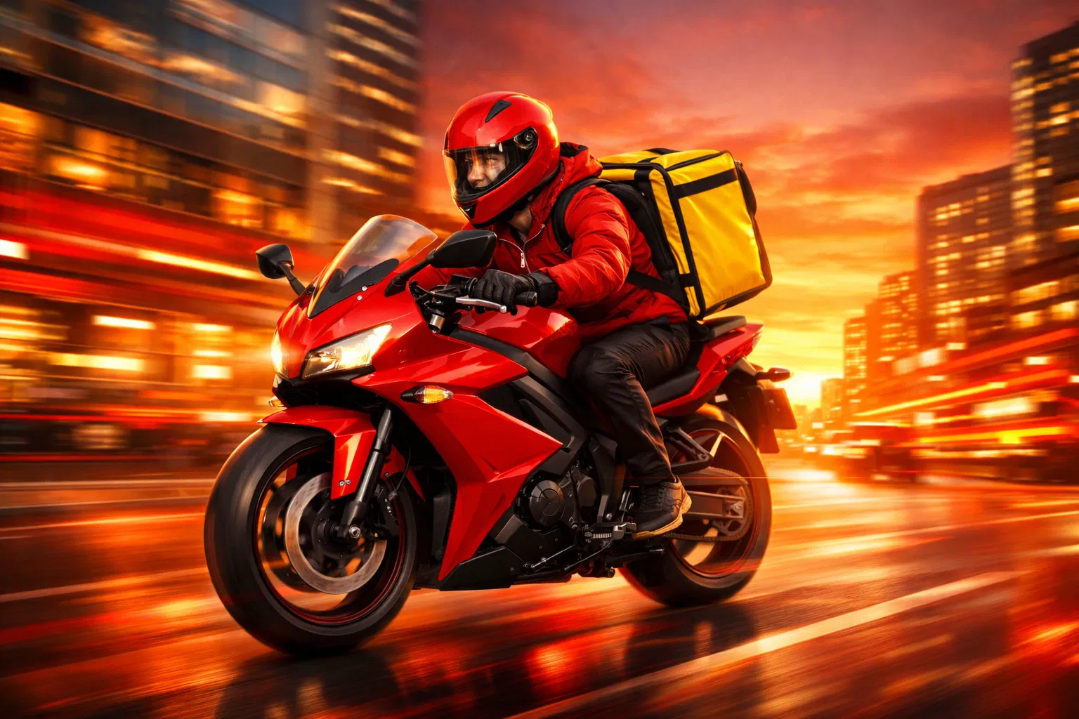 Motorista rápido en moto