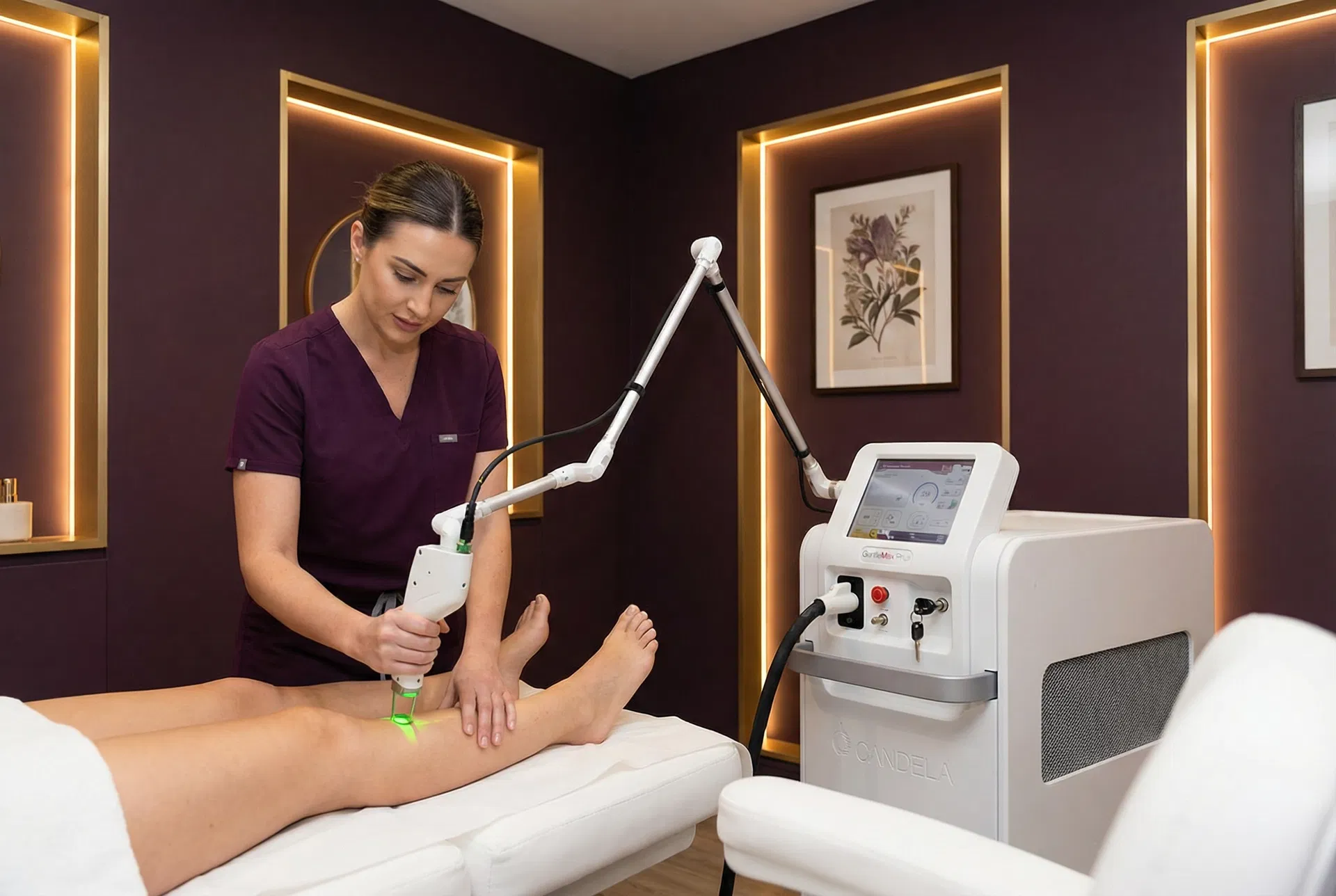 Professional laser treatment session