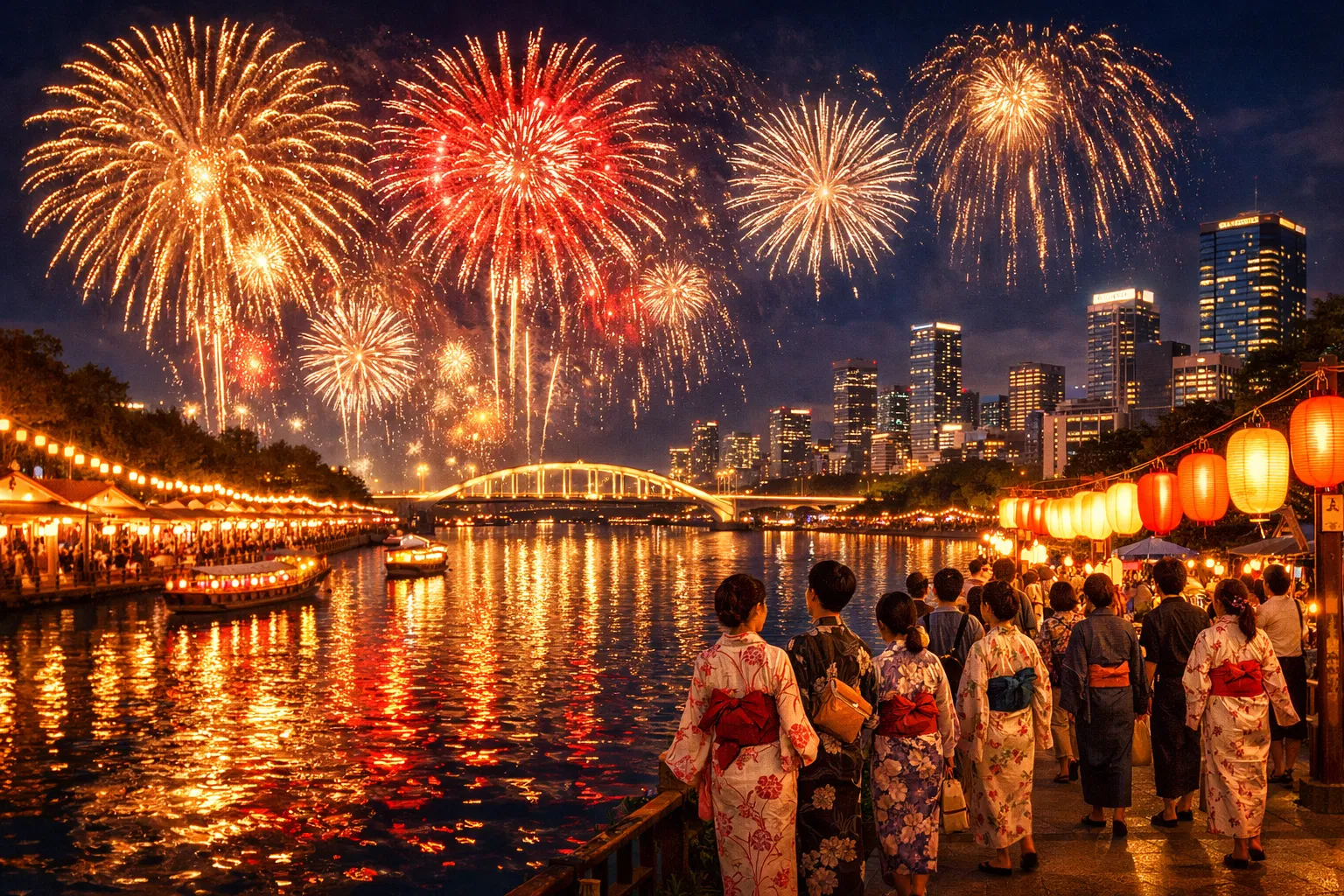 大阪天神祭夜景