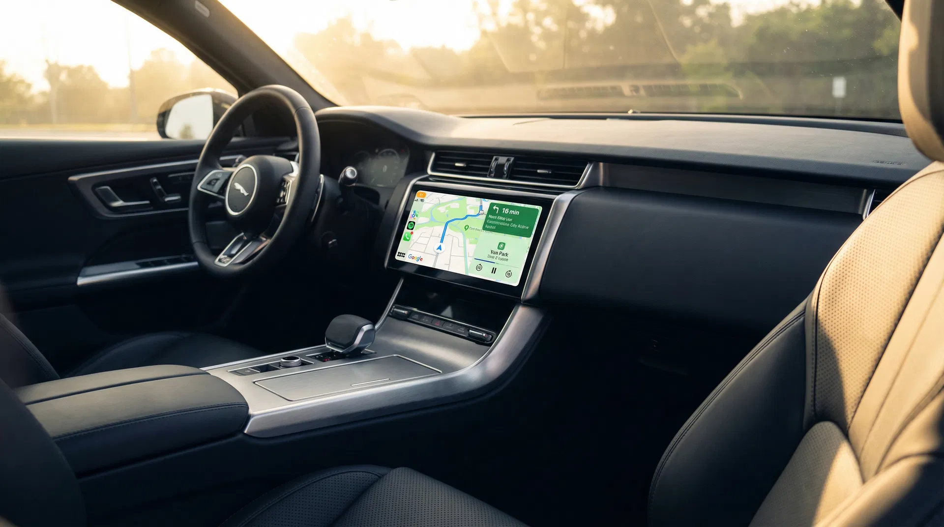 Modern car dashboard with CarPlay interface