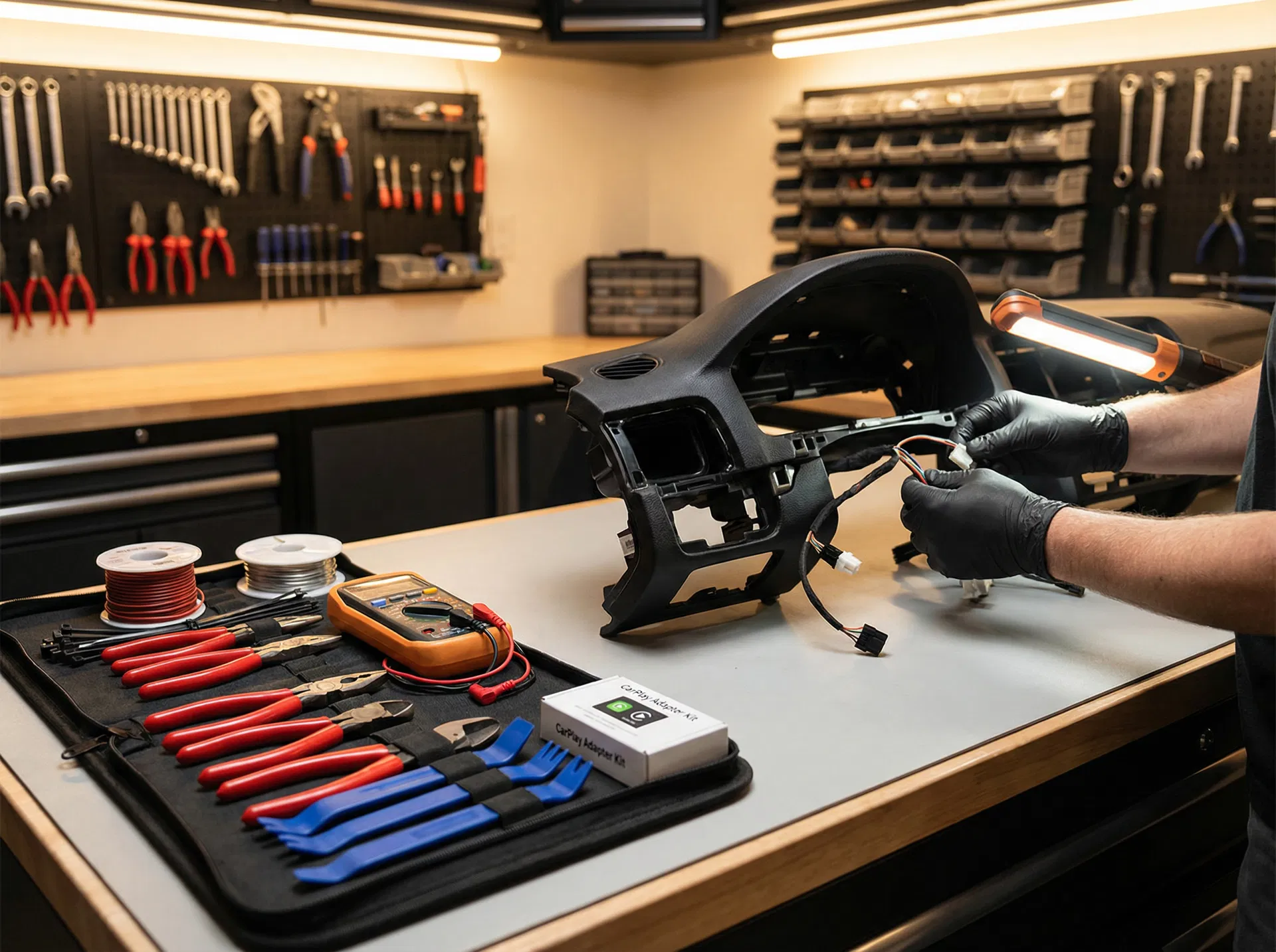 Professional CarPlay installation workspace