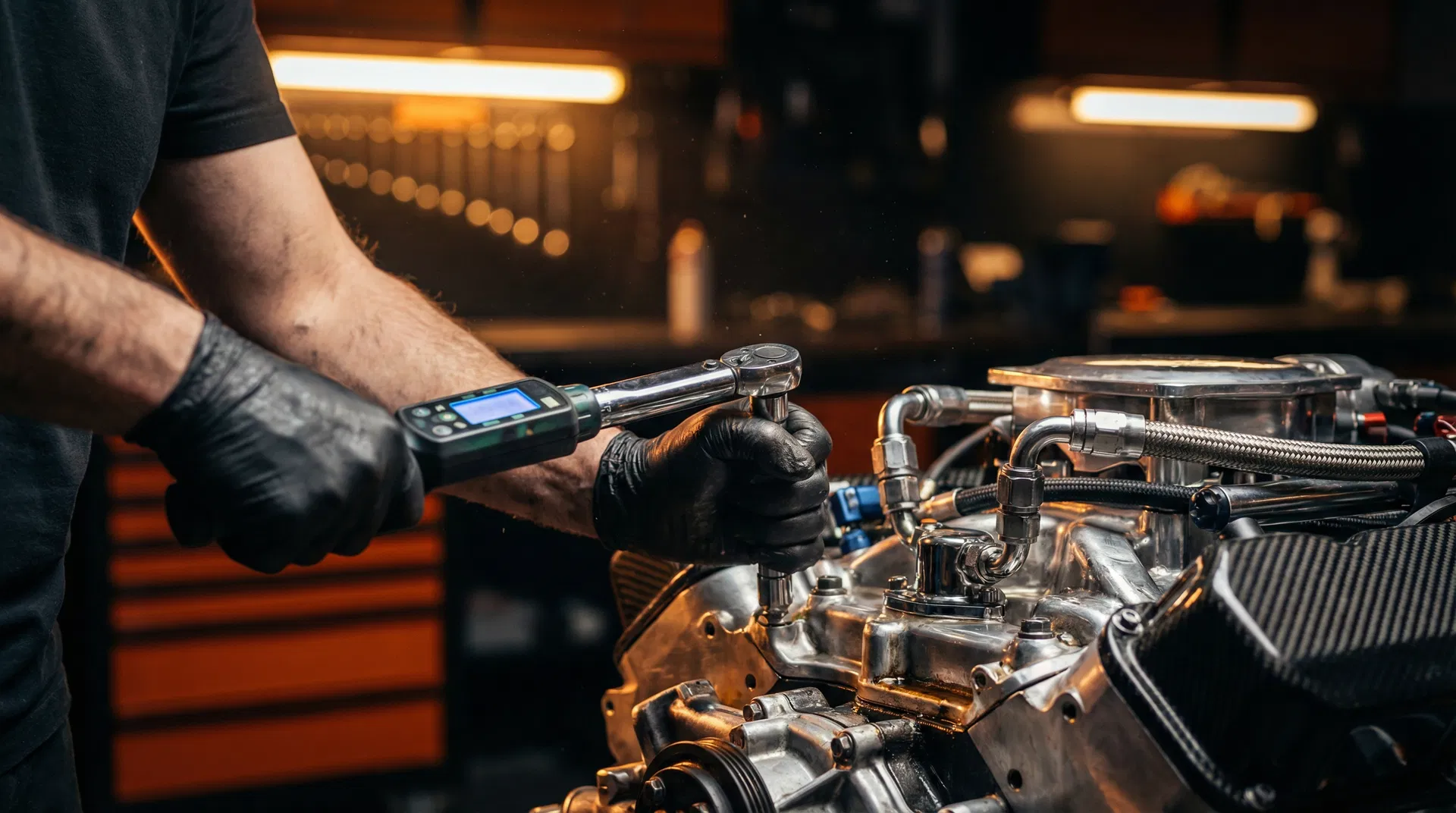 Mechanic working on engine