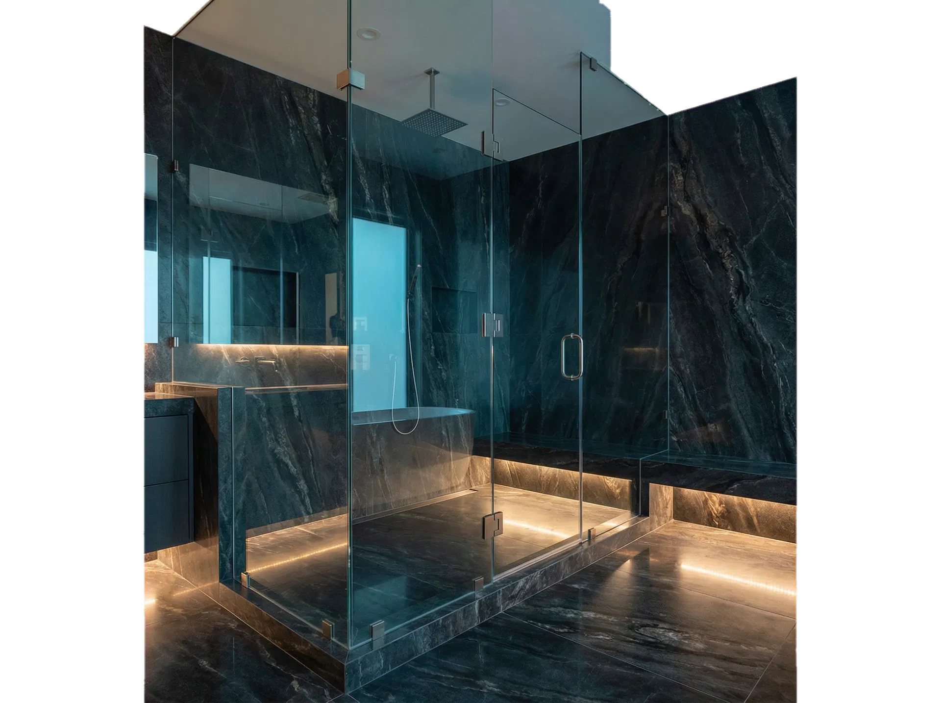 Custom frameless glass shower installation