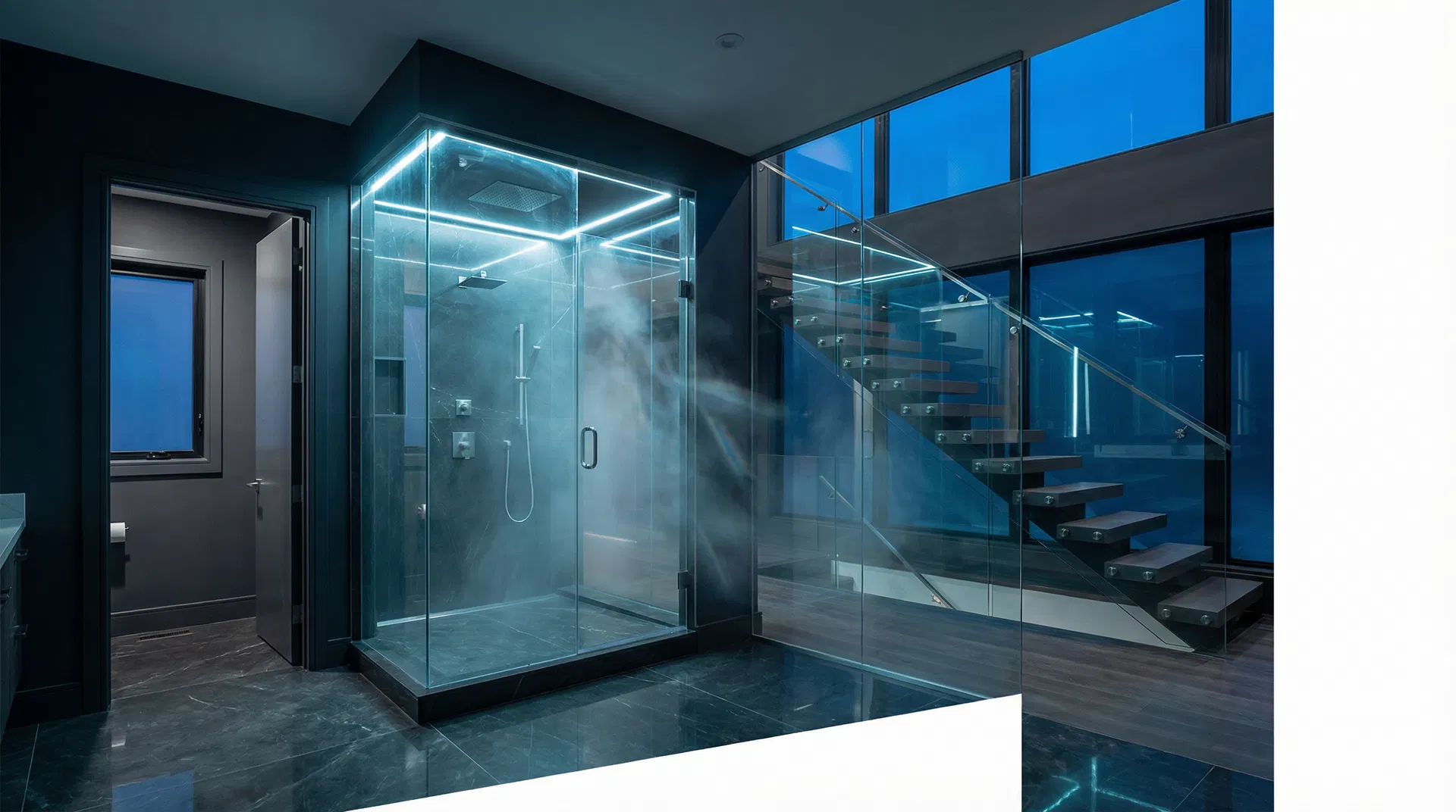 Luxury modern interior showcasing premium glass installation