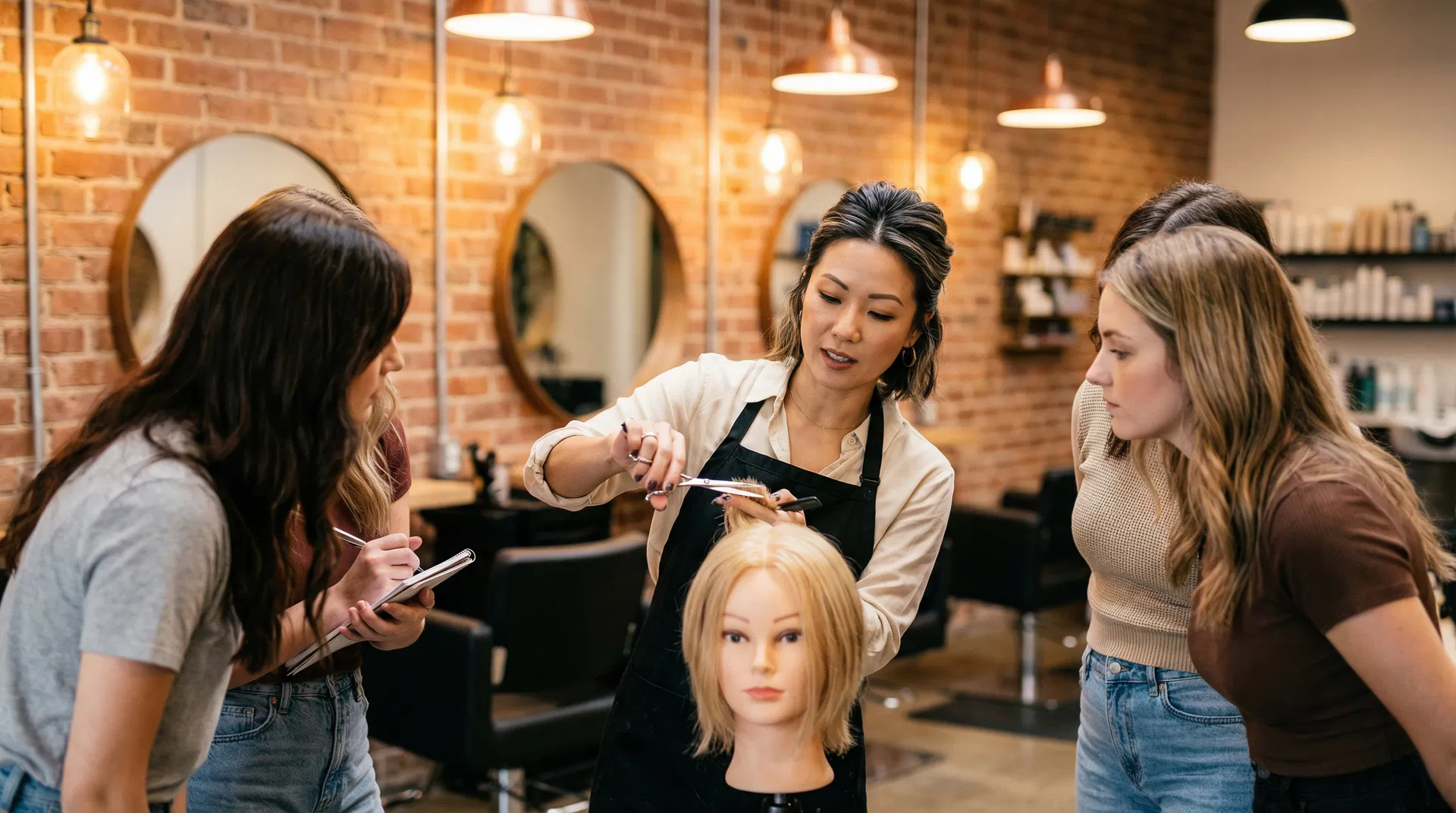 Canvas Academy 專業髮型設計課程教學場景 — 導師示範剪髮技巧