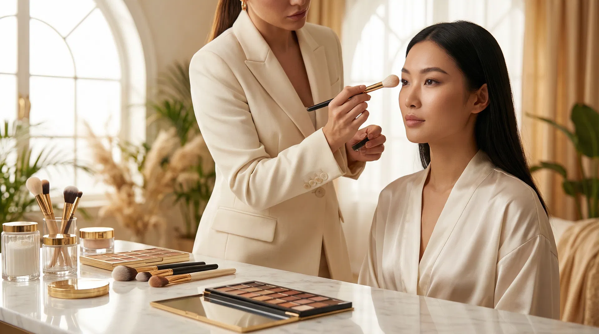 Canvas Academy 專業化妝課程教學場景 — 導師示範新娘化妝技巧