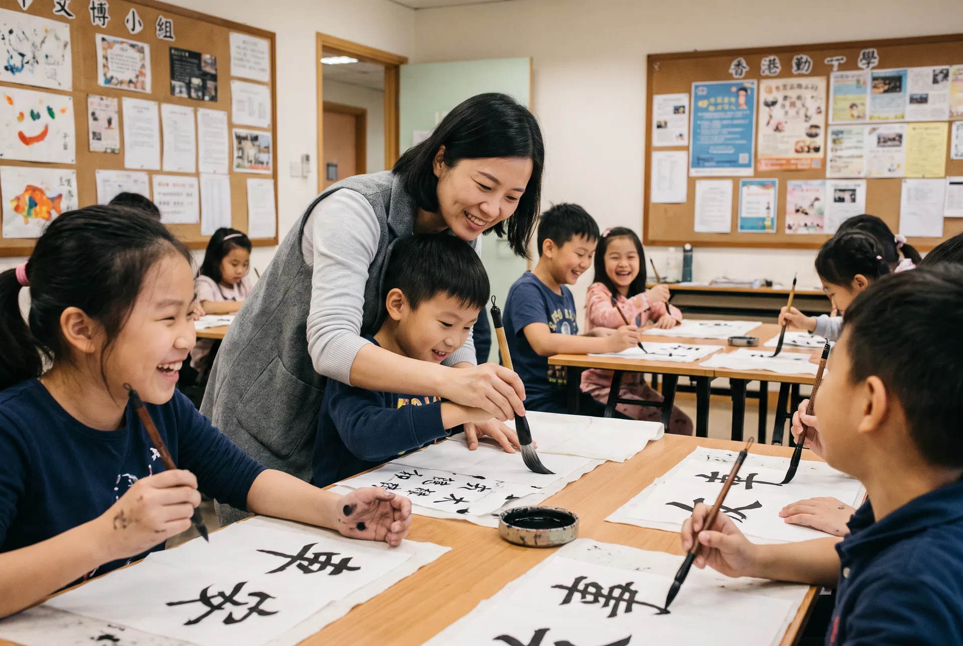 chinese culture workshop hong kong student artwork — chinese calligraphy hk × chinese tea workshop theme