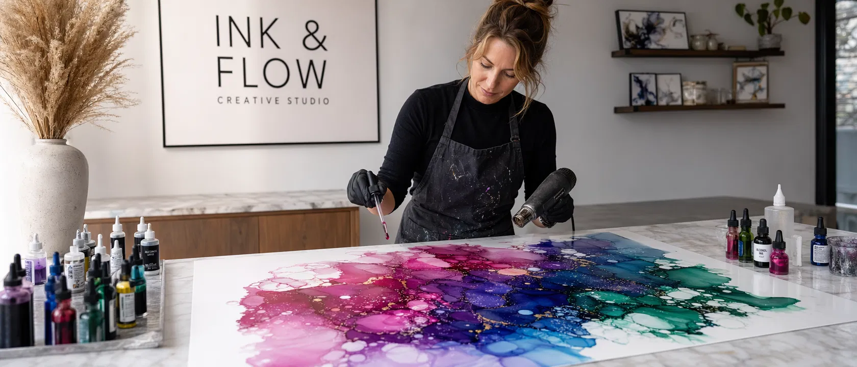 酒精墨水畫 — FlintHub Academy 酒精墨水畫課程專業課程實錄