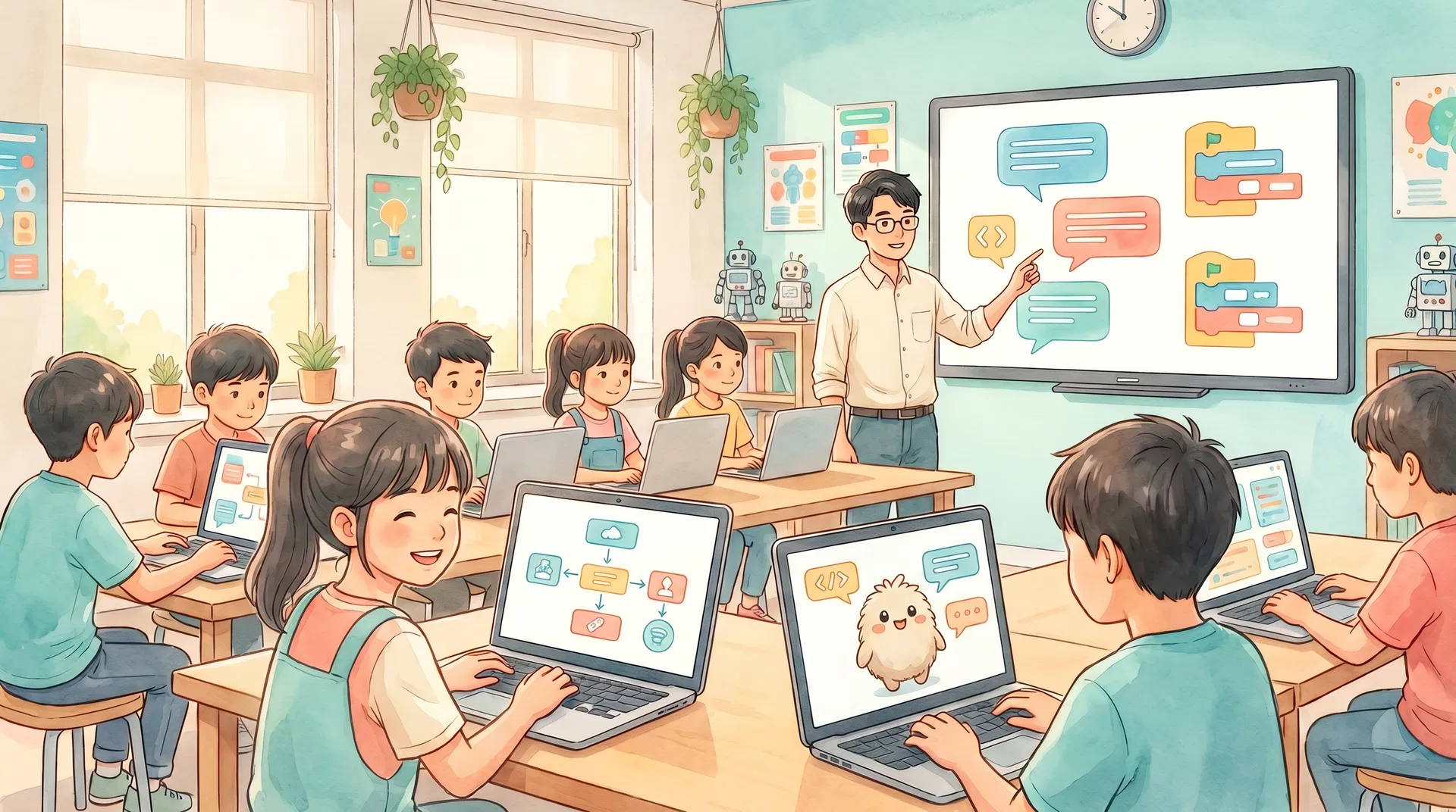 ai game design course hong kong student artwork — ai chatbot class for kids × ai game design for children theme