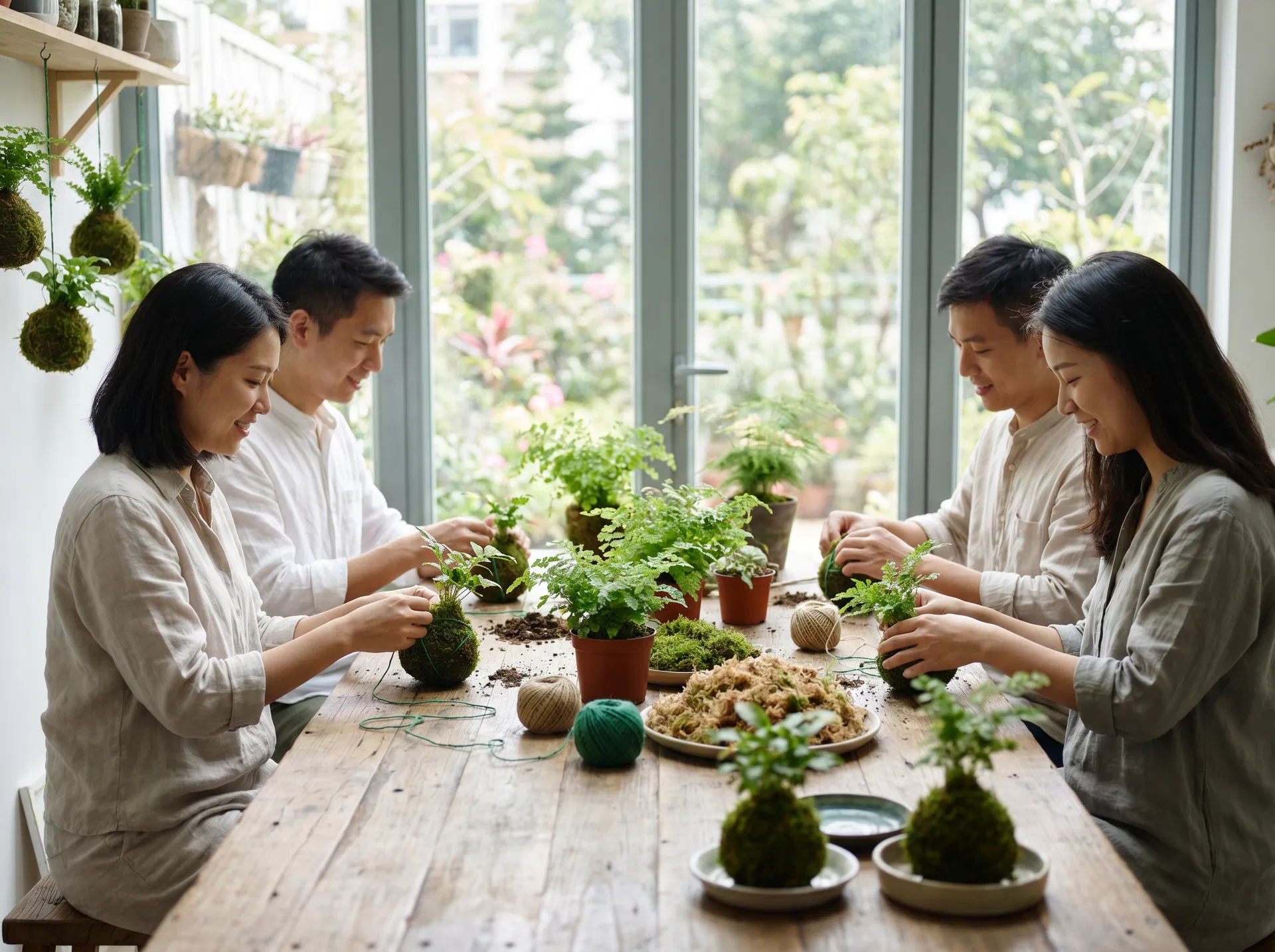 苔玉工作坊 學員完成作品｜結合 苔玉製作 與 kokedama 主題