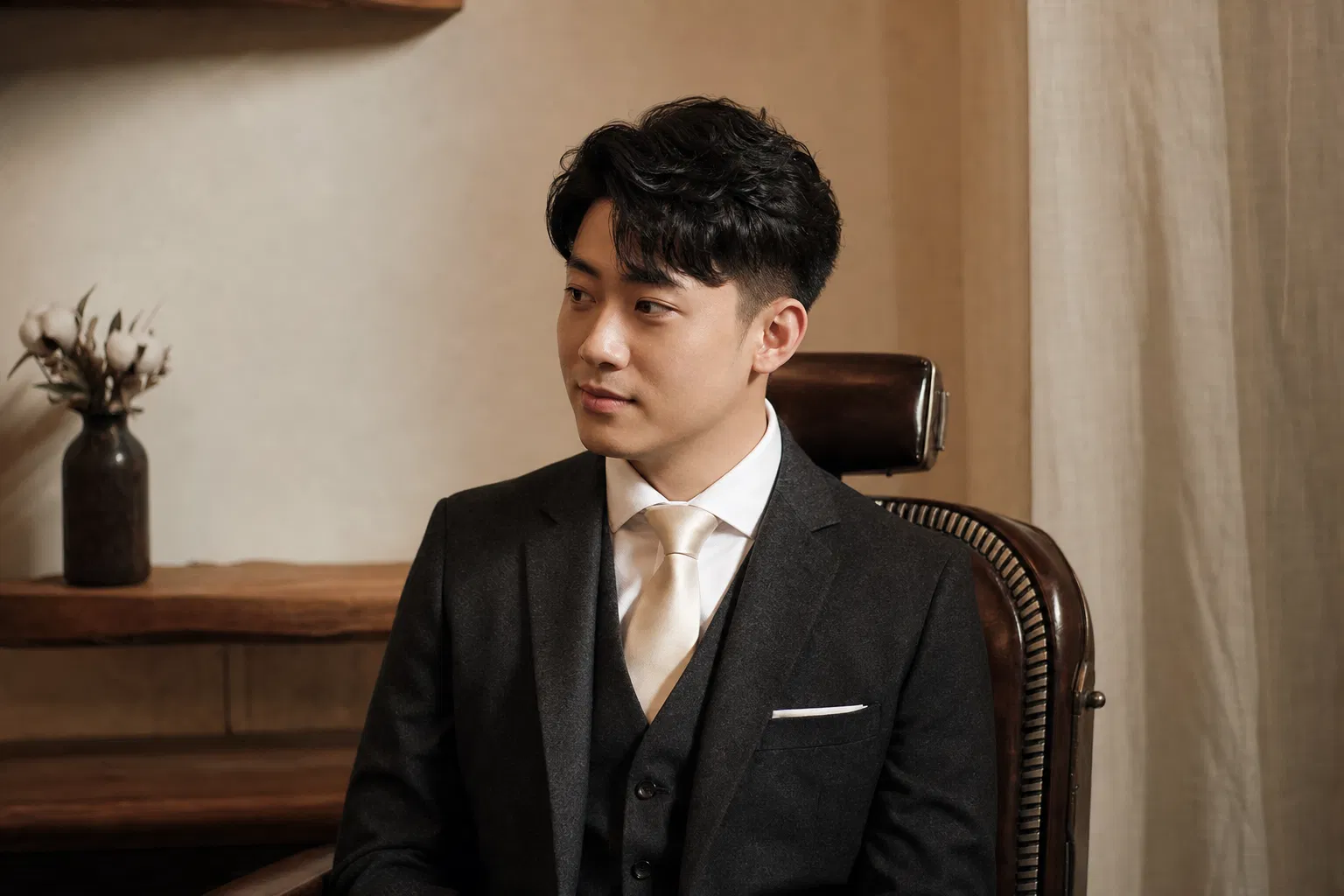 結婚男士電髮 Groom Hairstyle Perm HK Pre-wedding 男士電髮 — Canvas Texture