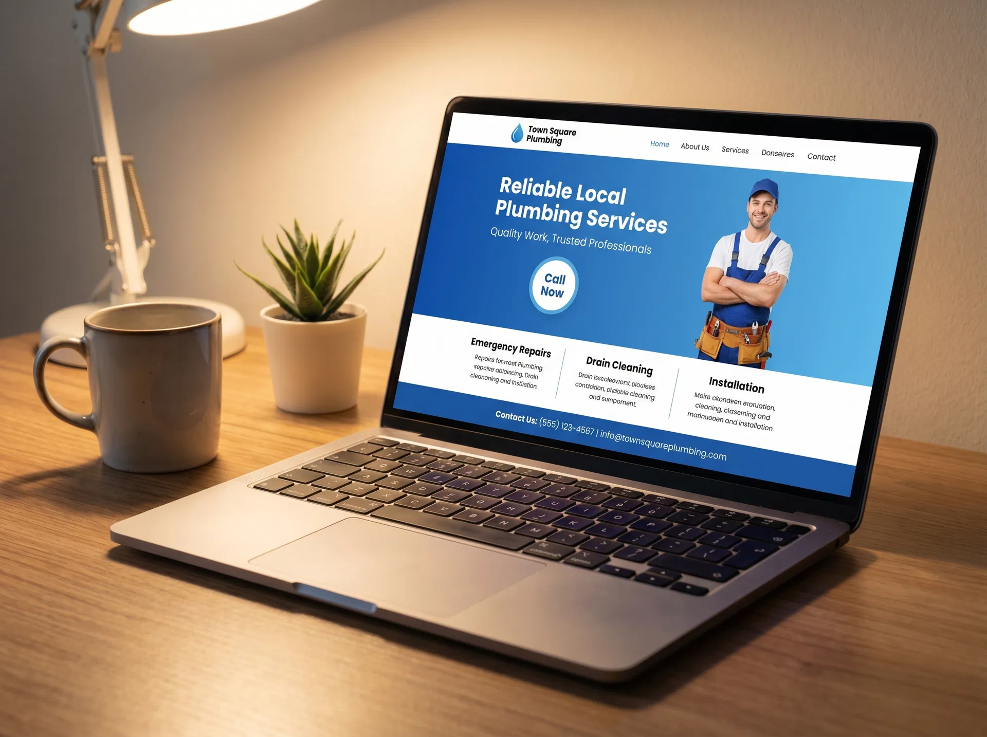 Town Square Plumbing website mockup