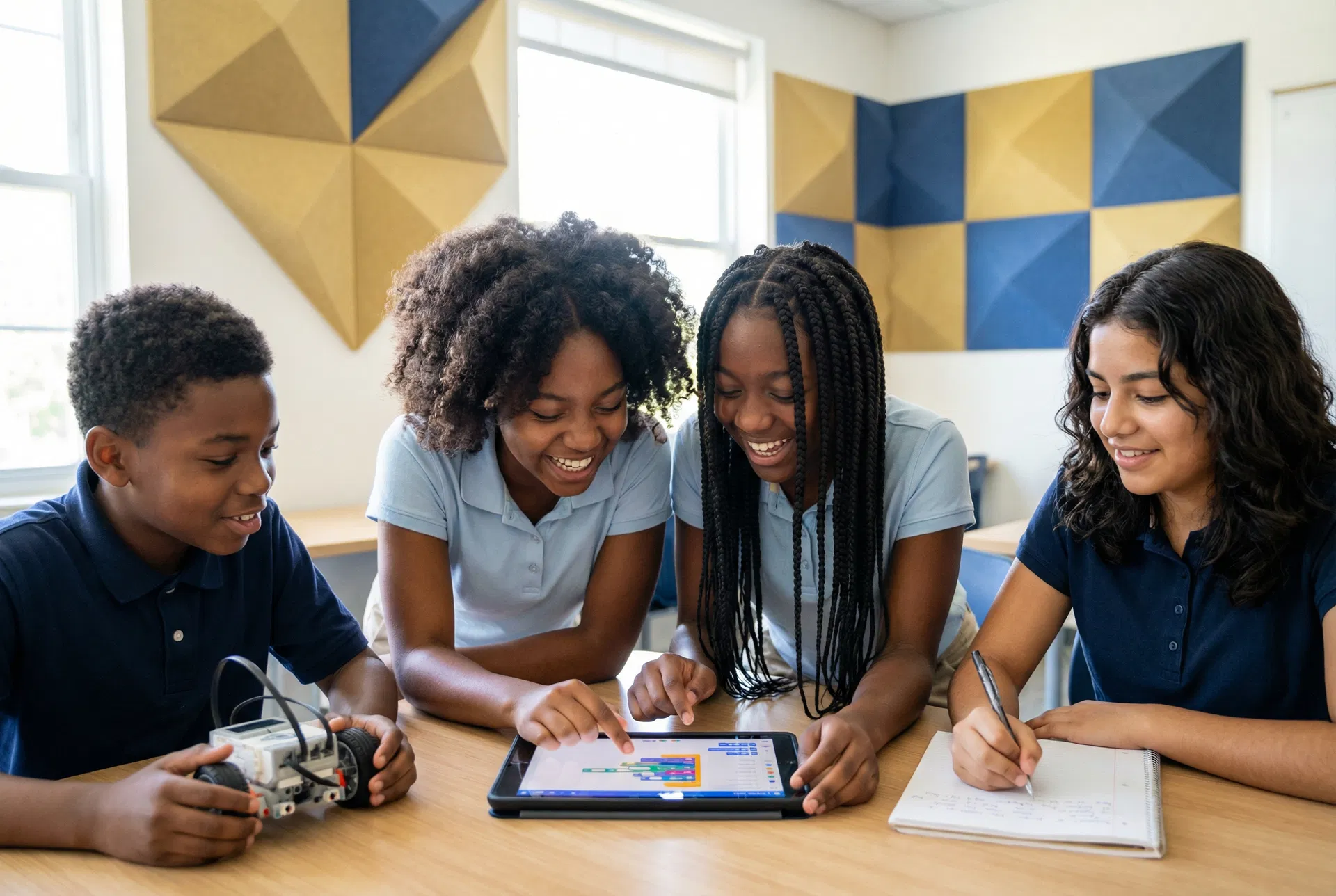 Students collaborating on STEM project