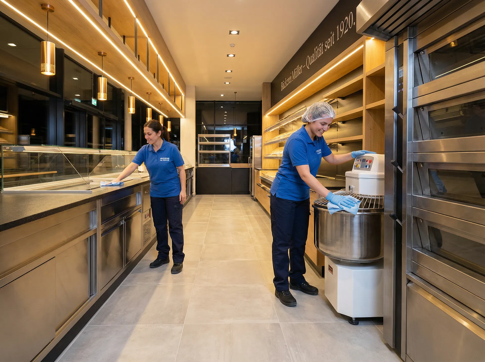 Professionelle Reinigung in einer Bäckerei