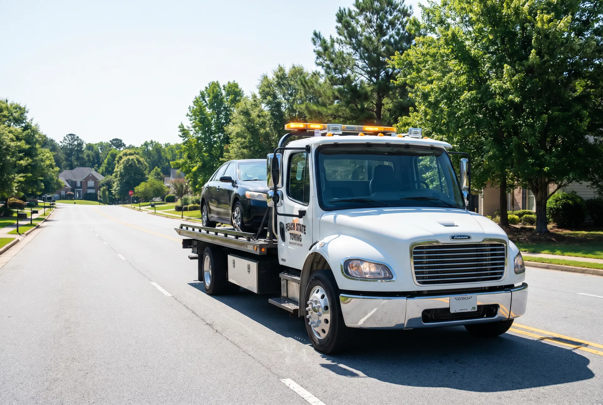 Apex Towing flatbed truck serving Cobb County Georgia