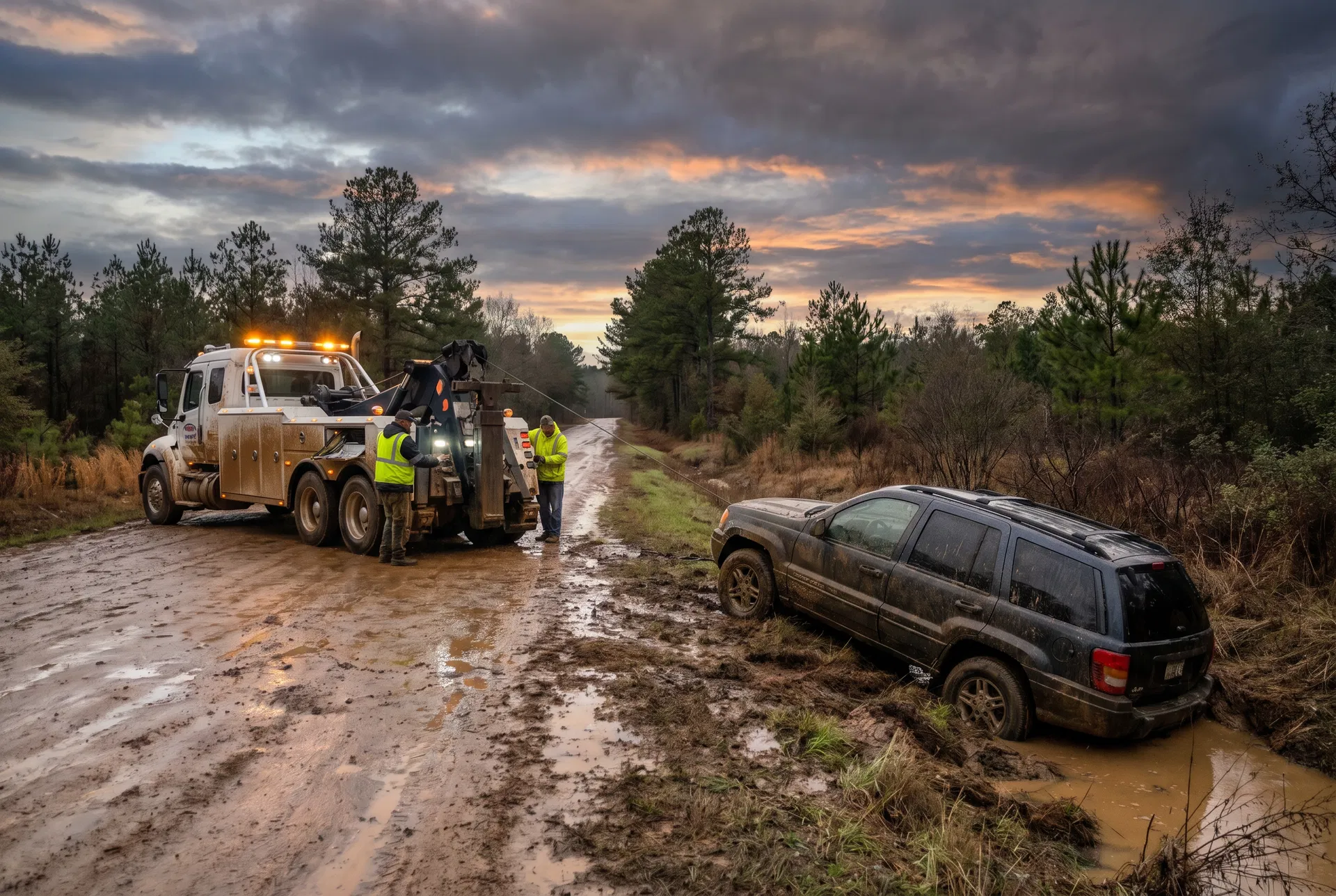 Winch out recovery service by Apex Towing in Georgia