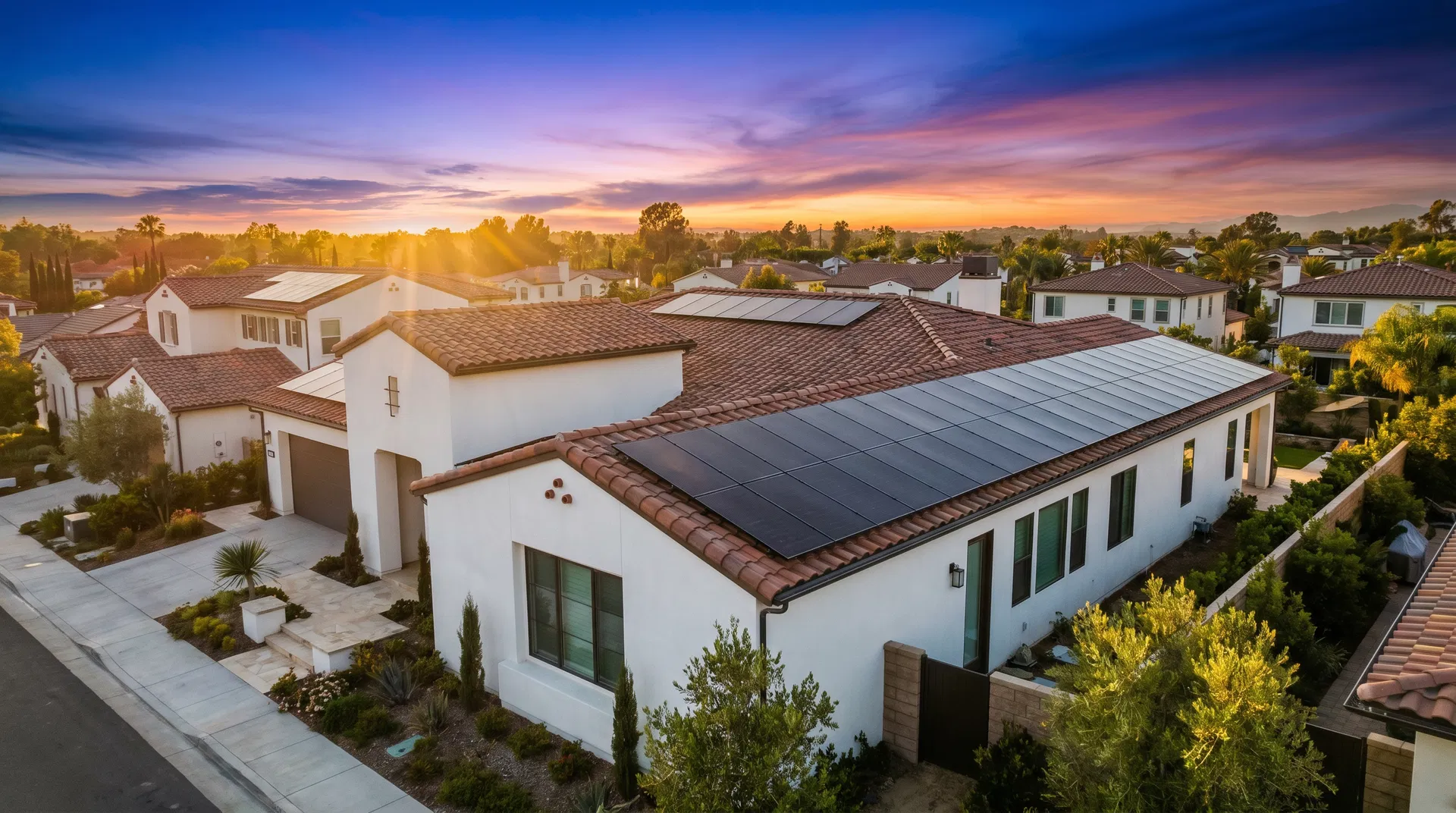 Casa con paneles solares