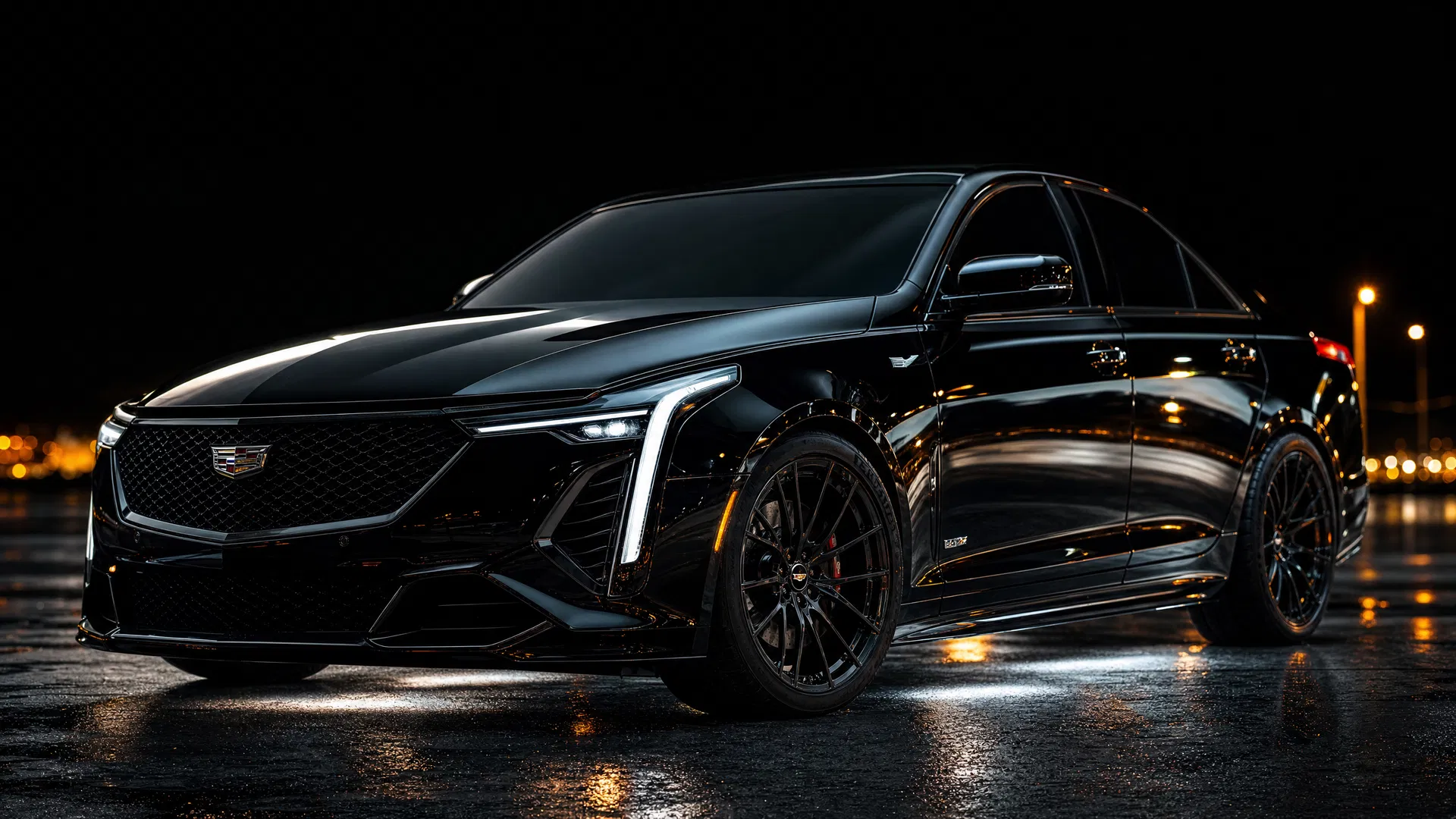 Luxury black car freshly detailed
