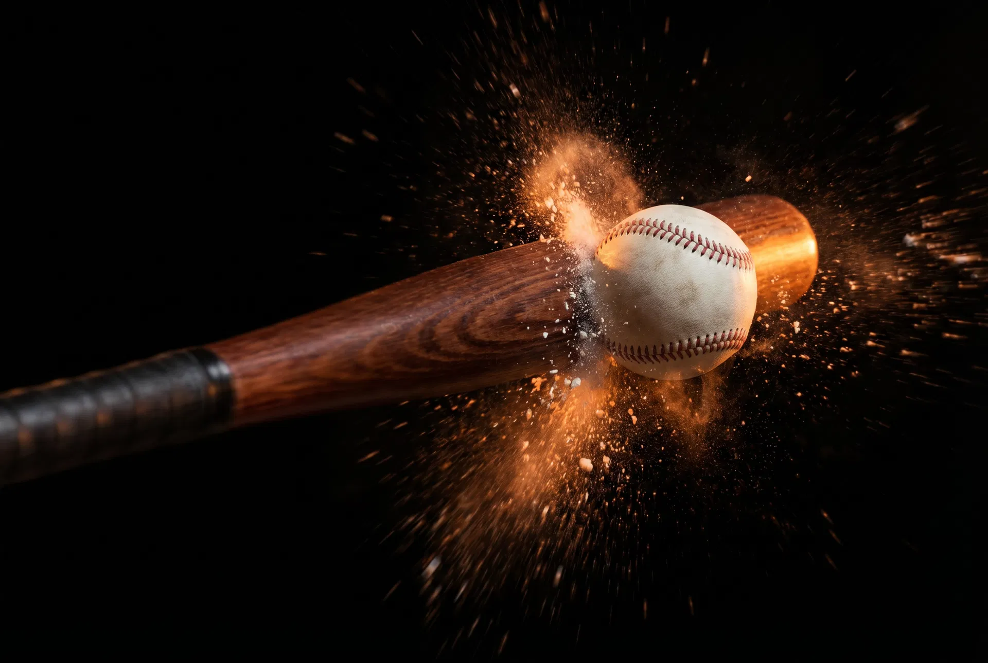 Baseball bat making contact with explosive force