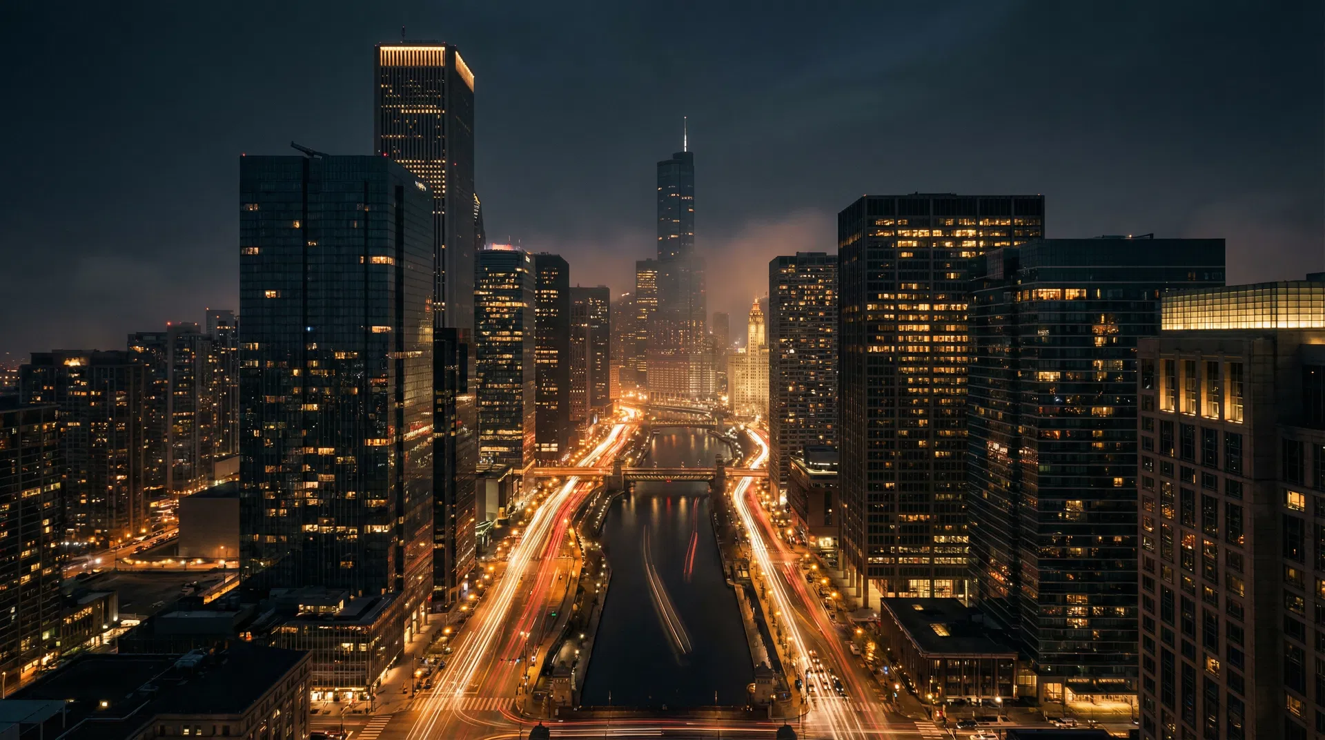 City skyline at night