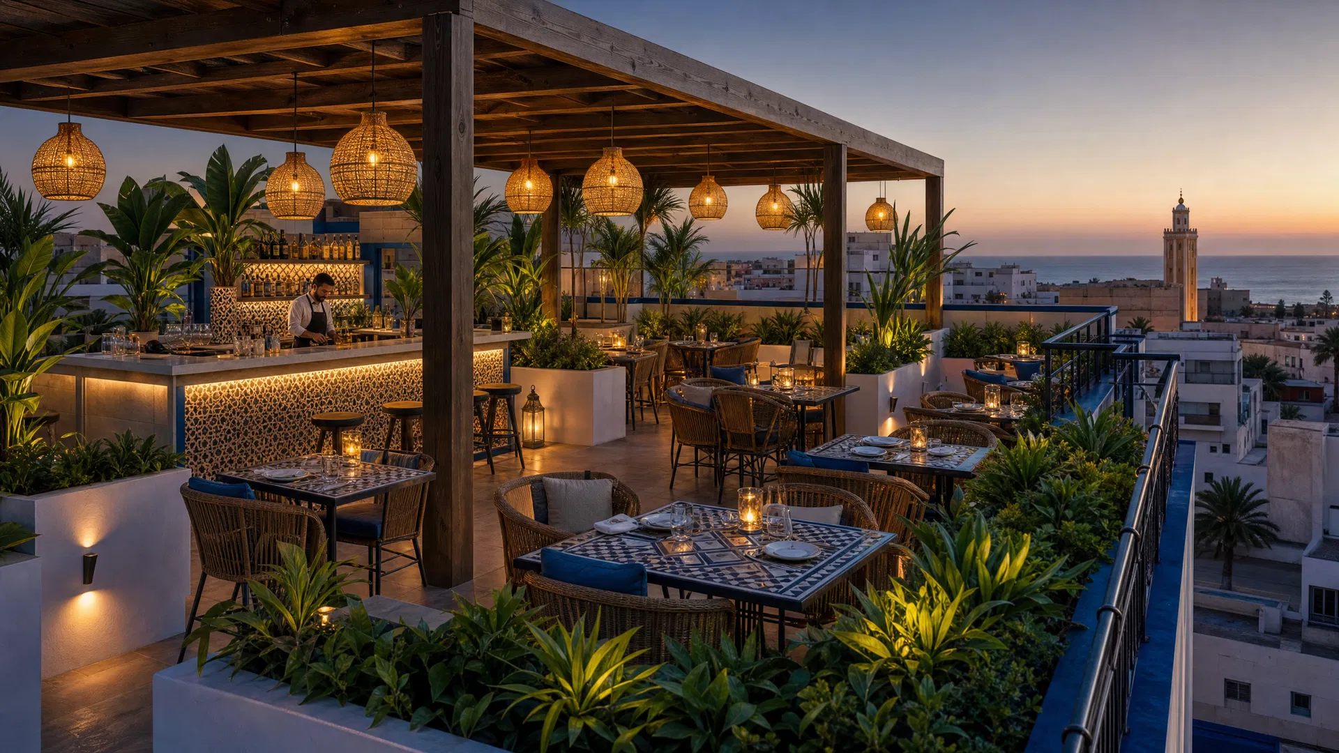 Restaurant au-dessus de Sidi Ifni · Rooftop restaurant