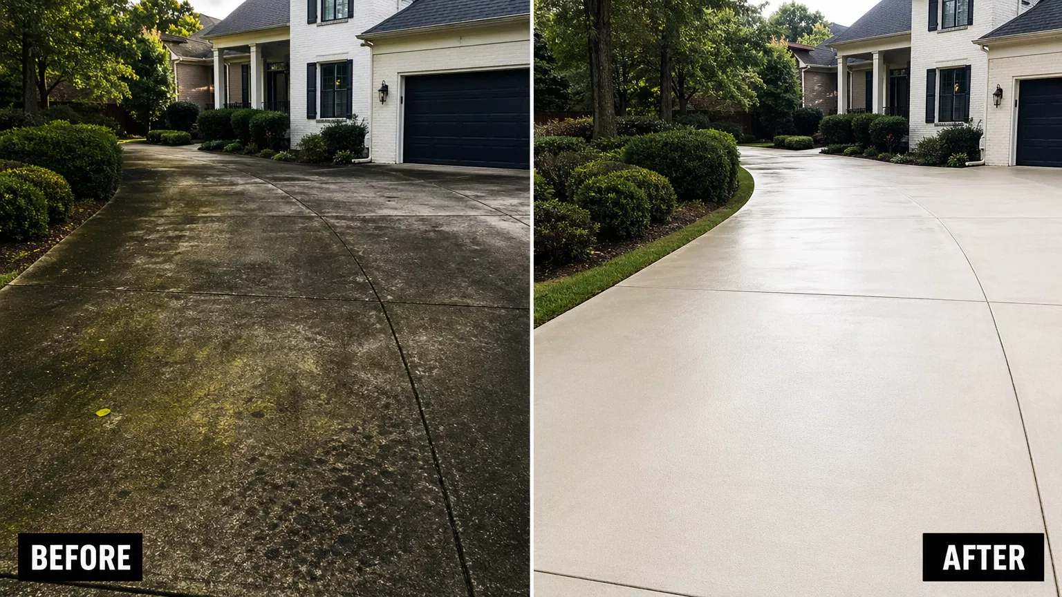 Before and after driveway cleaning