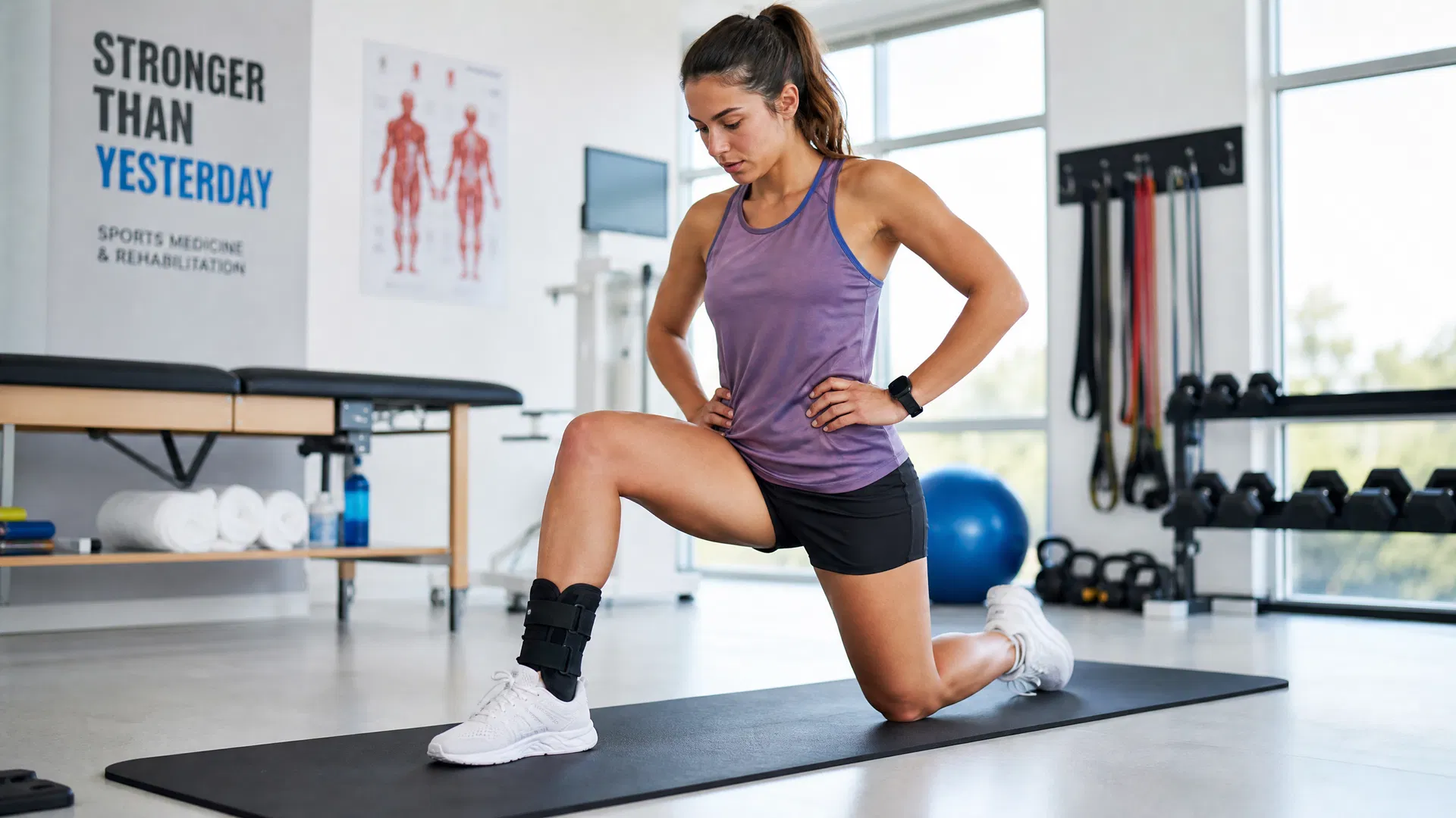Athlete doing ankle rehabilitation