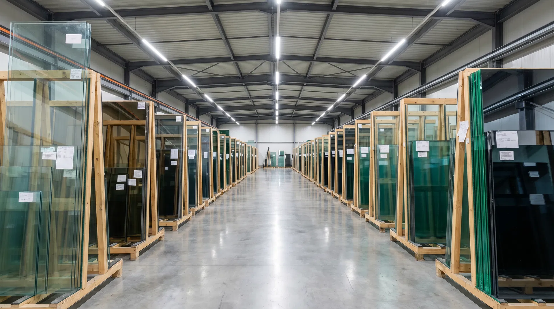 Girard Glass warehouse interior with glass panels