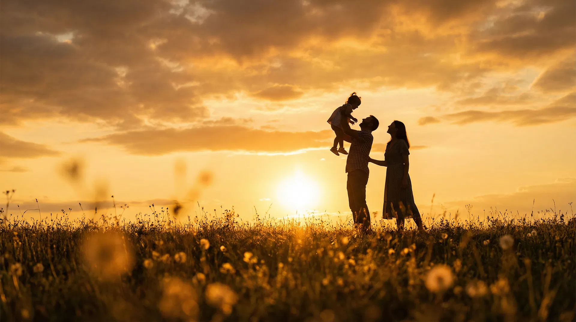 Family at sunset