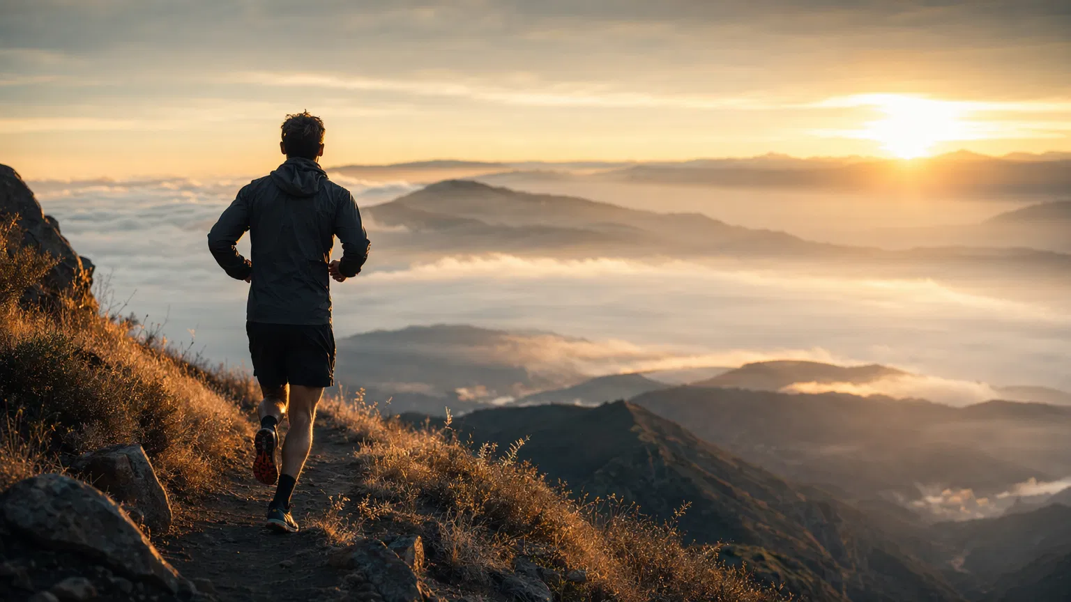 Endurance athlete on mountain trail