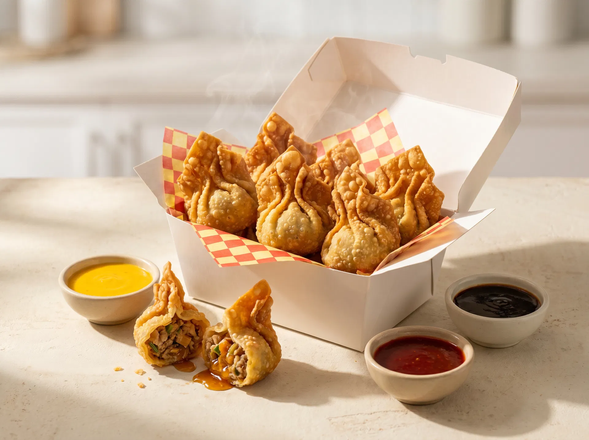 Sauces nikkei, chifa et rocoto honey pour tremper les wantanes croustillants