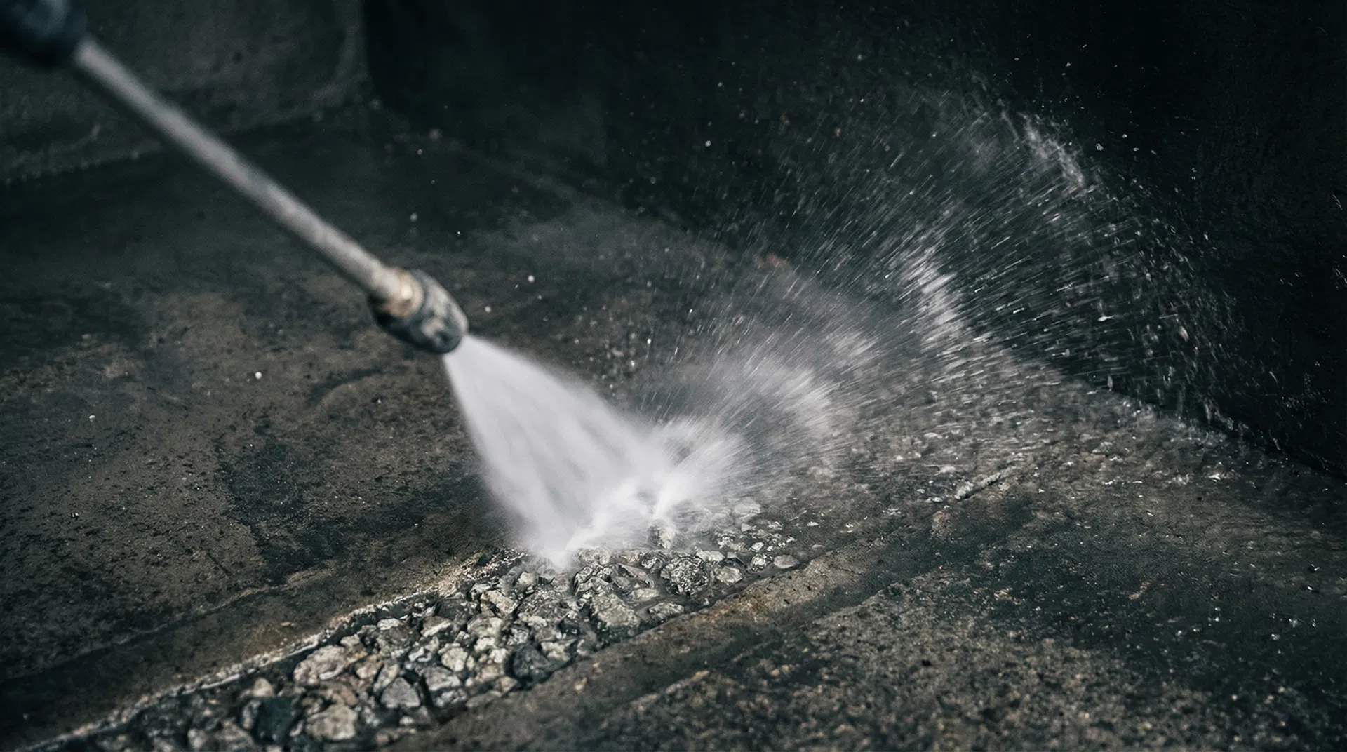 Pressure washing in action