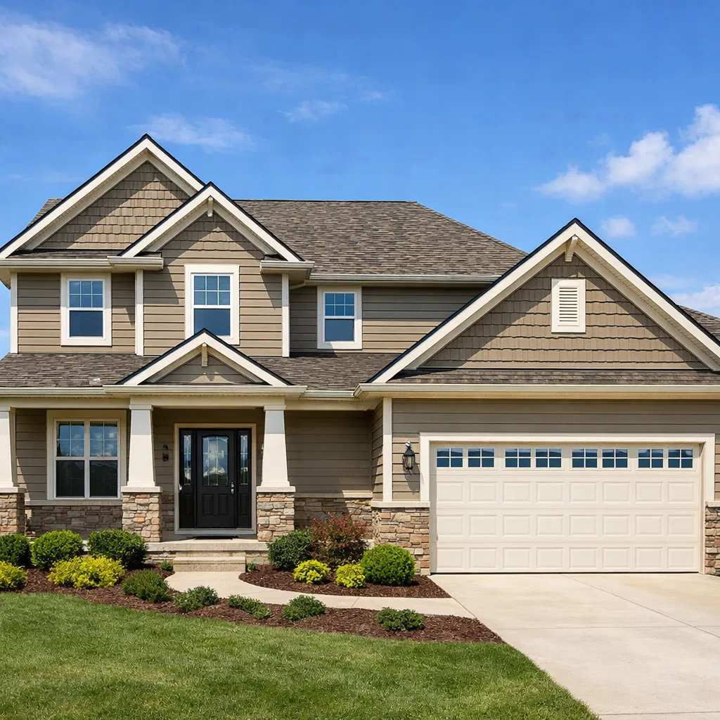 Quality home exterior with siding and shingles