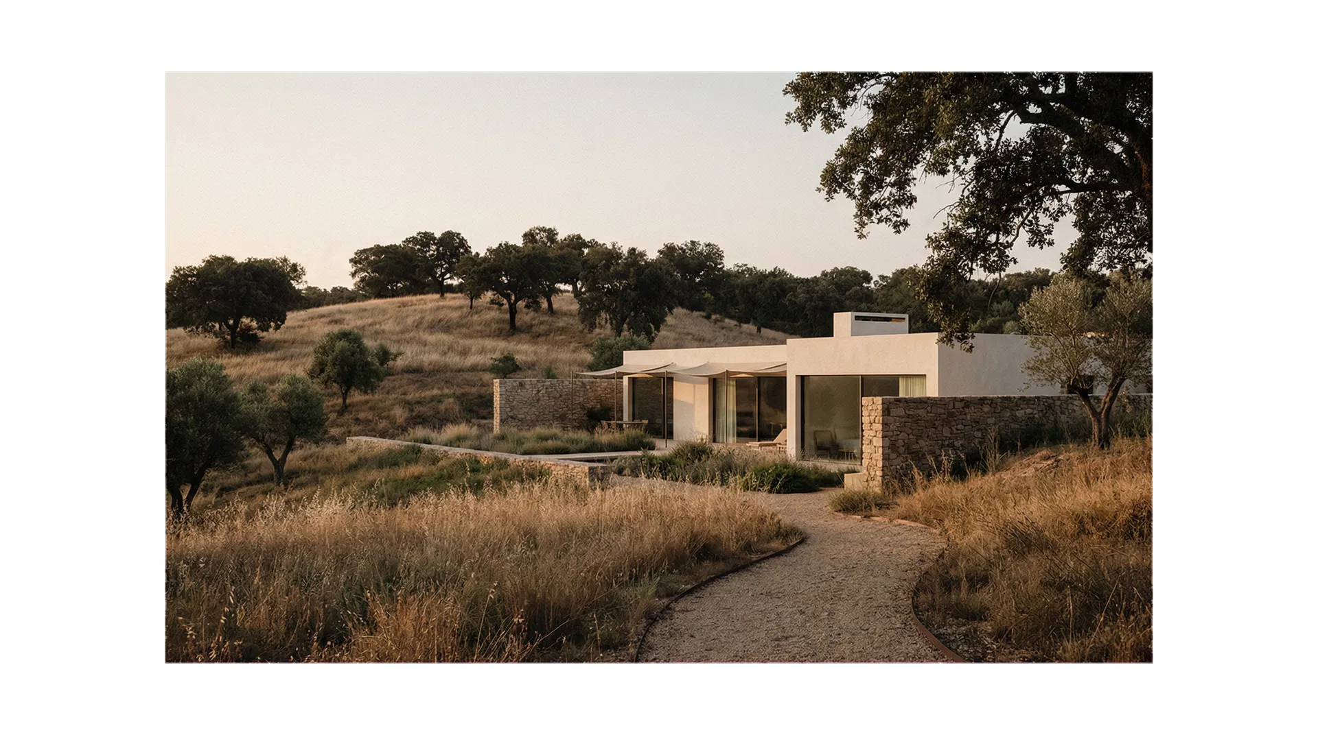 Contemporary regenerative landscape in Alentejo with modern ecological architecture