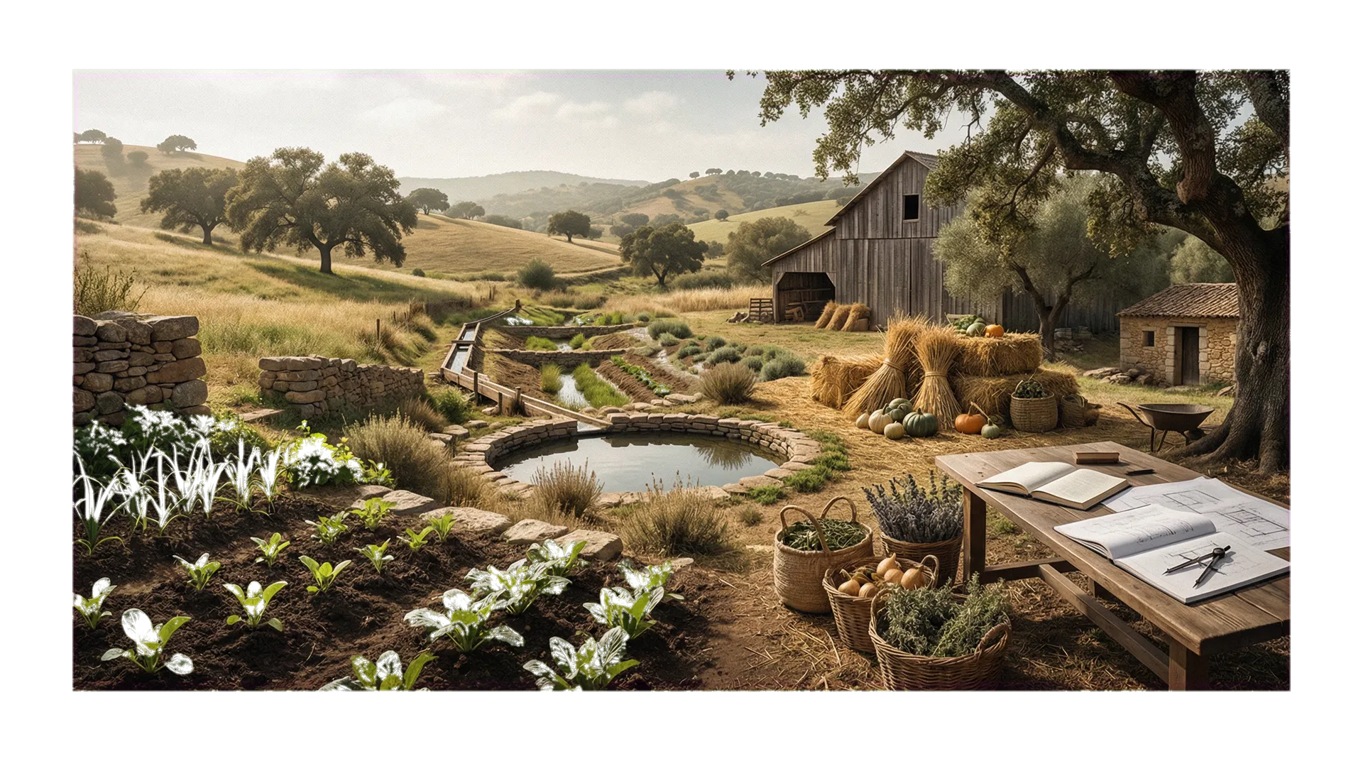 Seasonal regenerative landscape expressing cyclical learning across the year