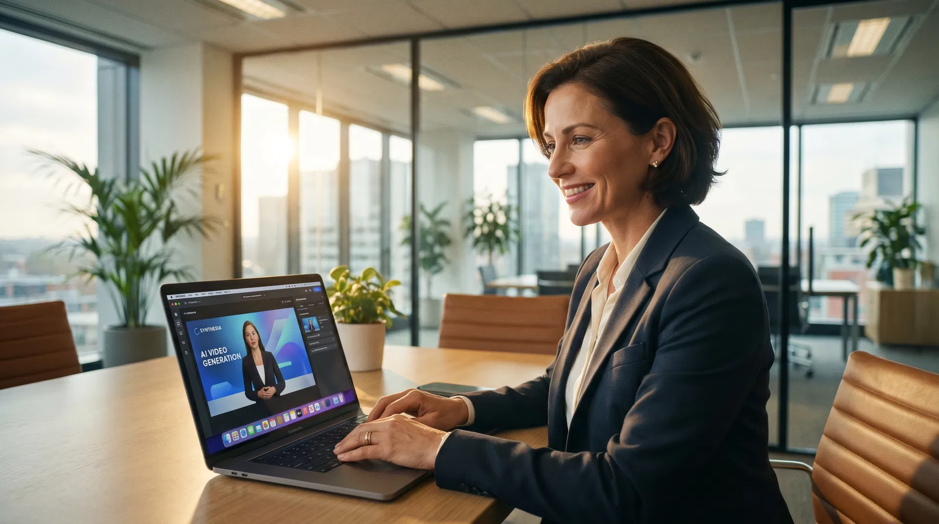 Business owner using HeyGen AI video generator