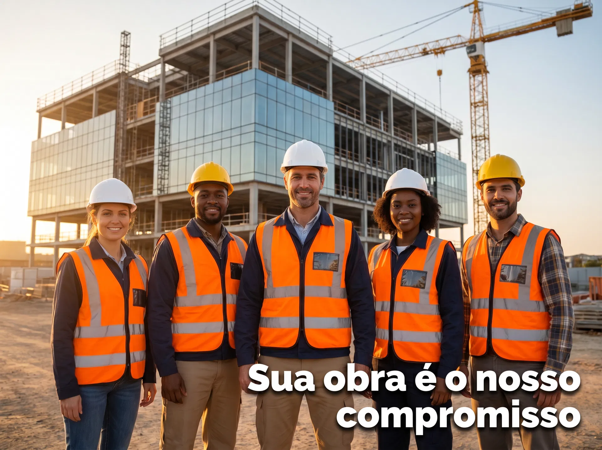 Equipe de profissionais em obra