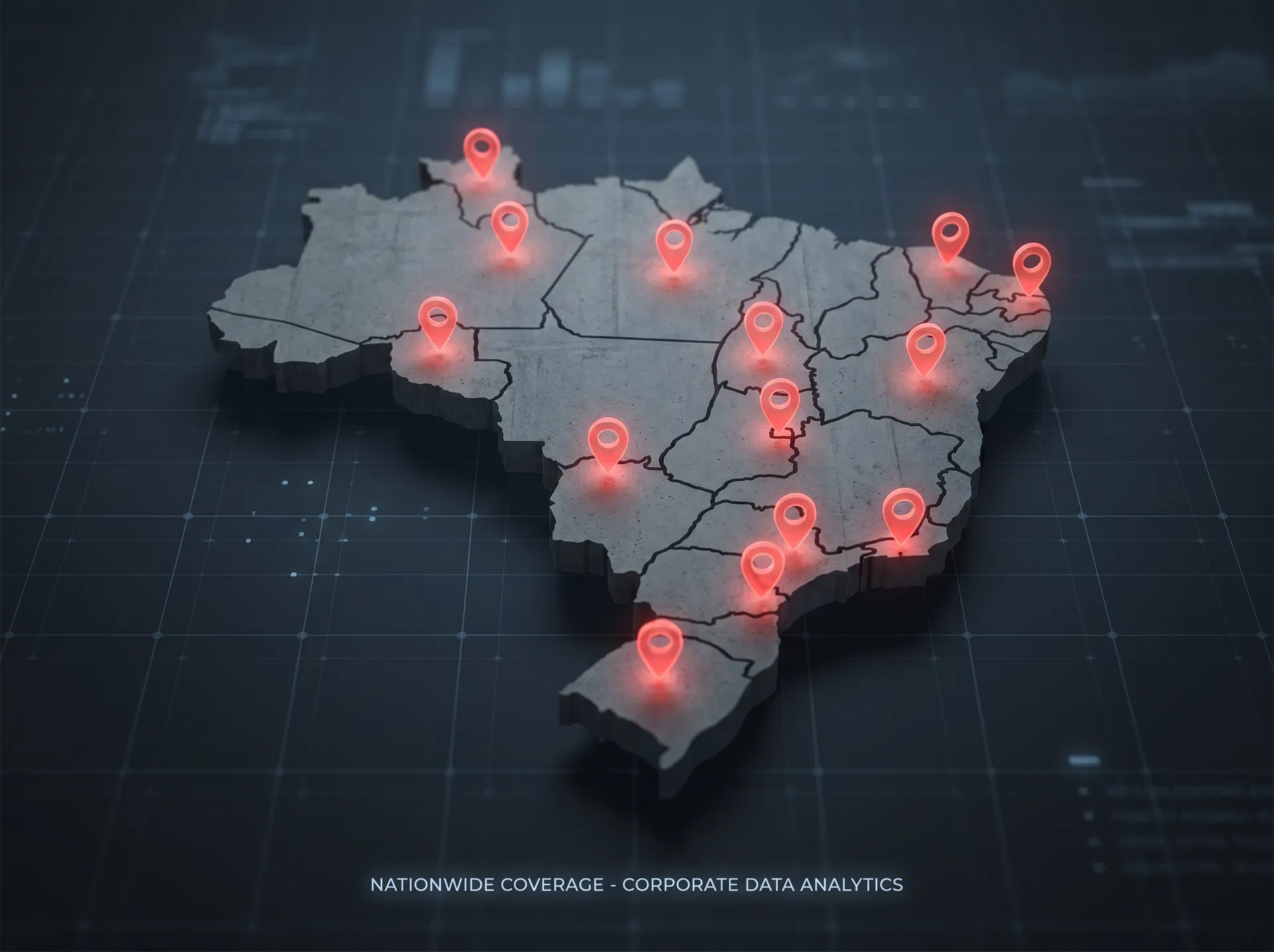 Mapa do Brasil com pontos de atendimento