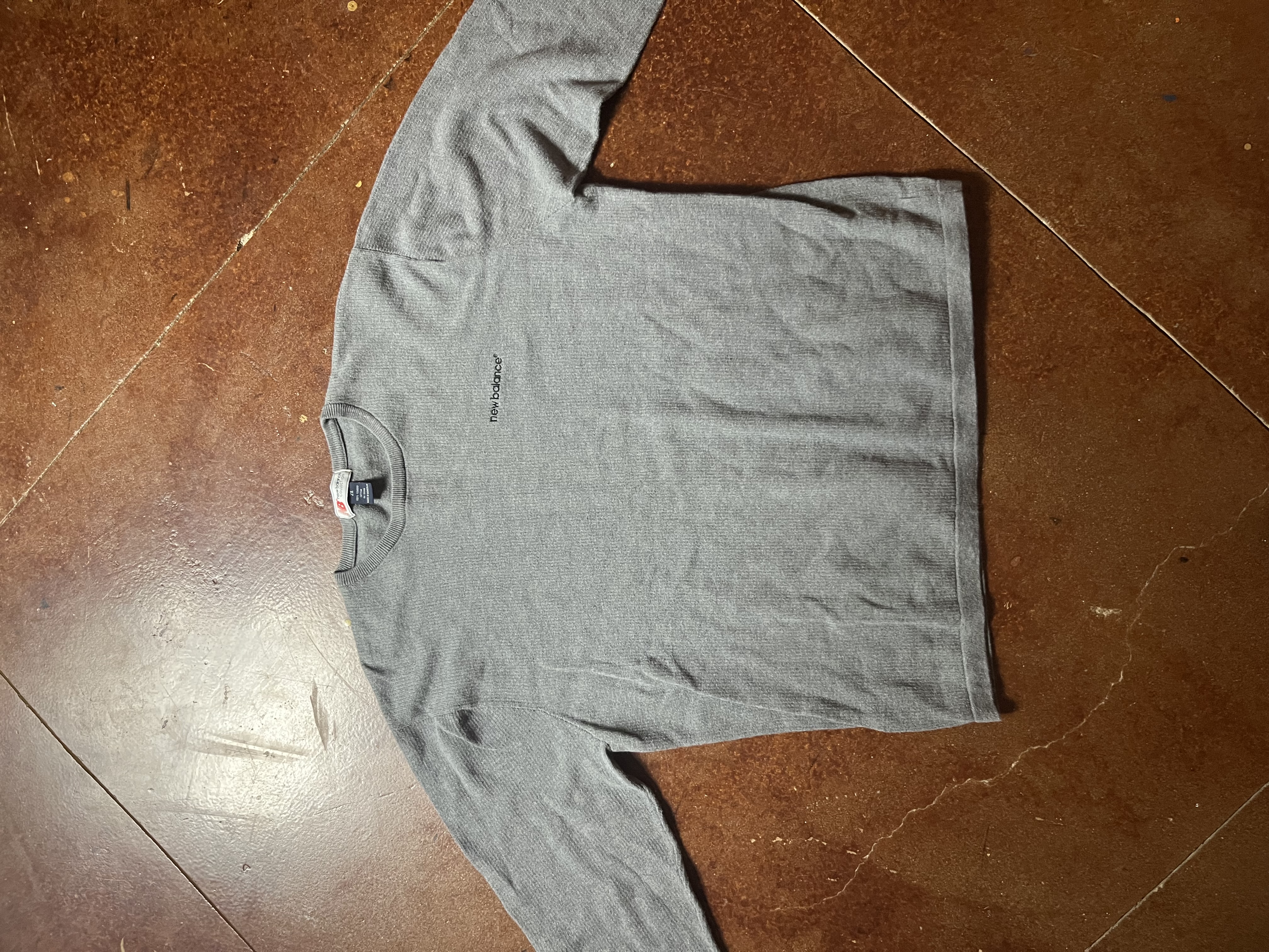 New Balance Grey Waffle Knit Long Sleeve Shirt