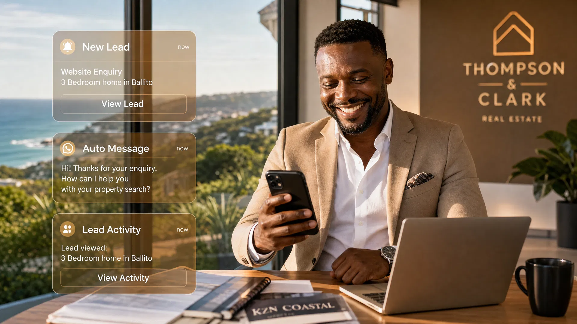 Estate agent receiving automated lead notifications