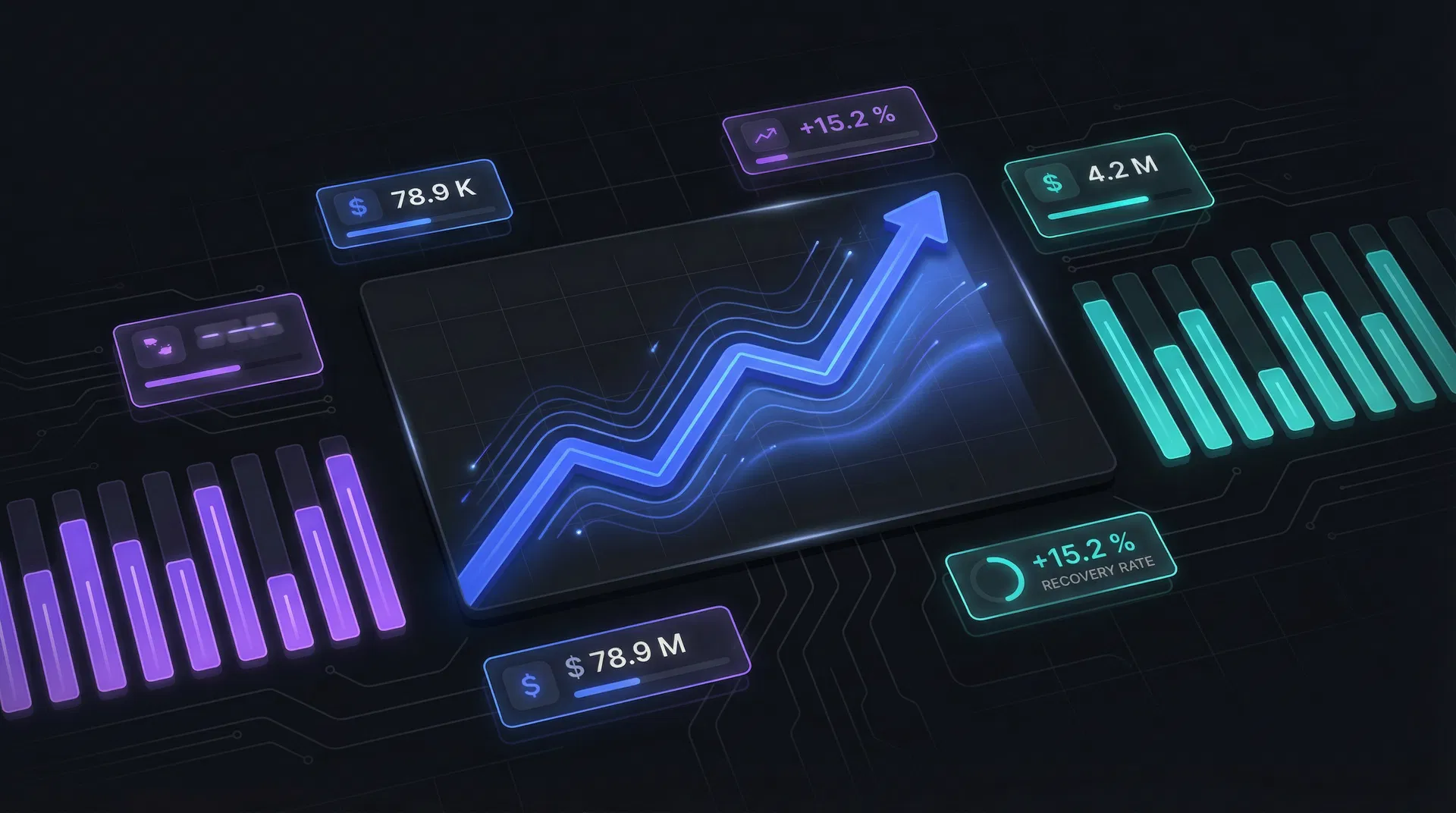 Revenue recovery dashboard showing growth metrics