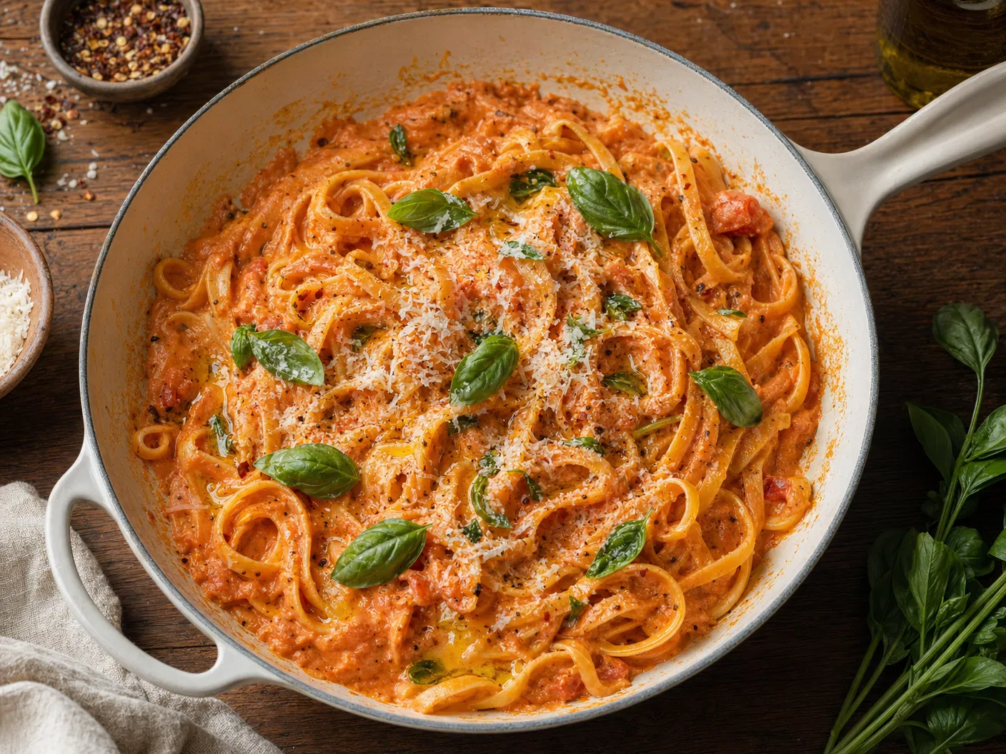 Creamy Tomato Basil Skillet Pasta