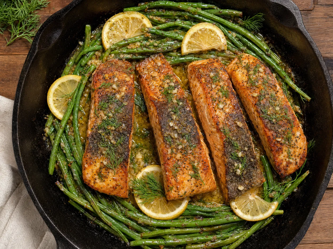 Garlic Butter Salmon and Green Beans