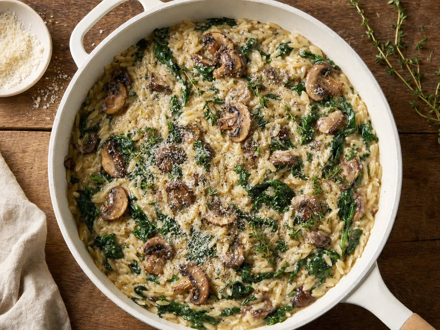 Mushroom and Spinach Orzo