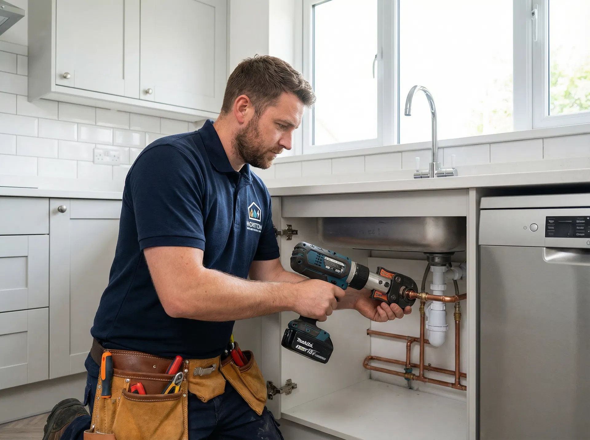 Norton Building Services engineer inspecting commercial building systems